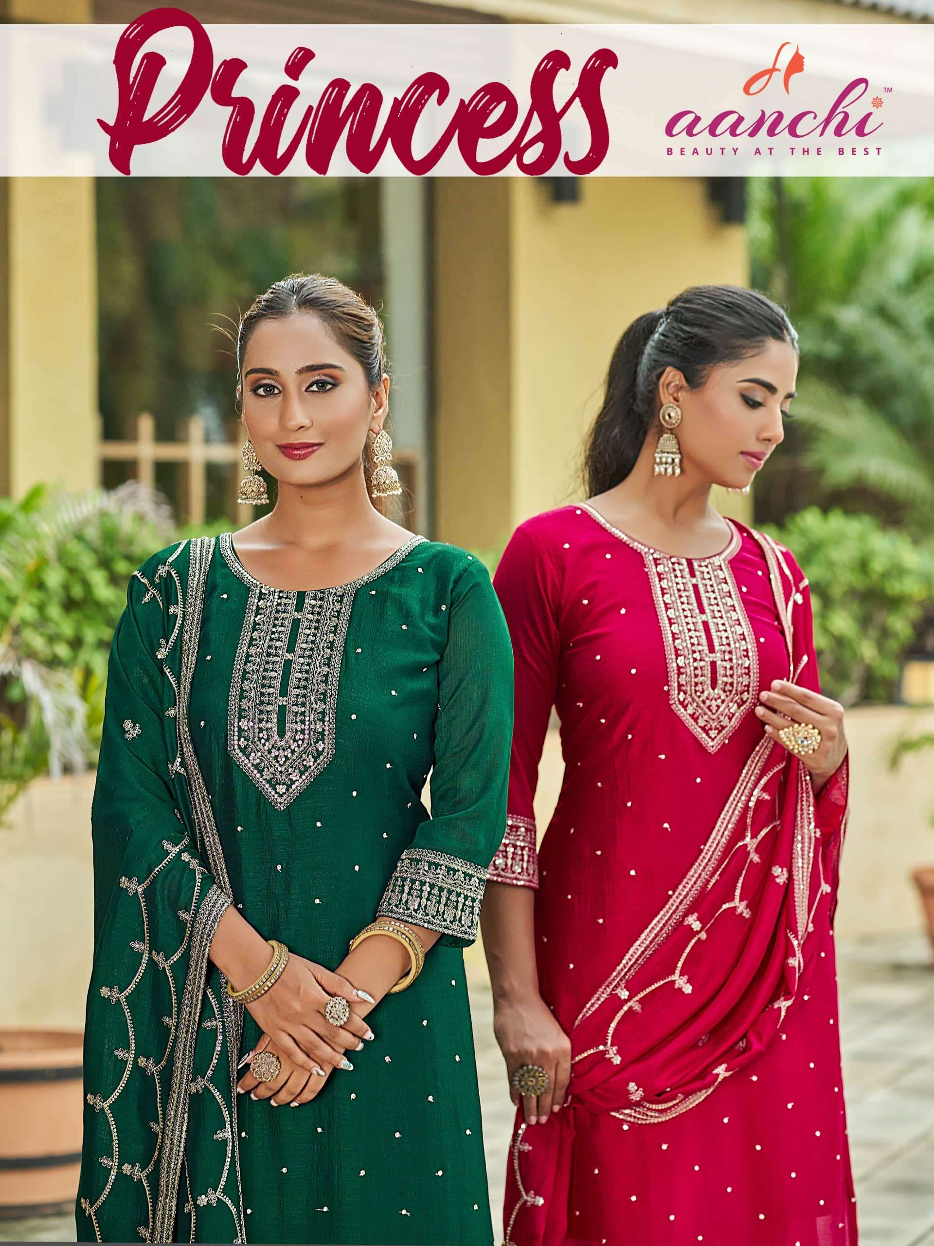 AANCHI PRINCESS PURE VICHITRA SILK EMBROIDERY DRESSES-00286