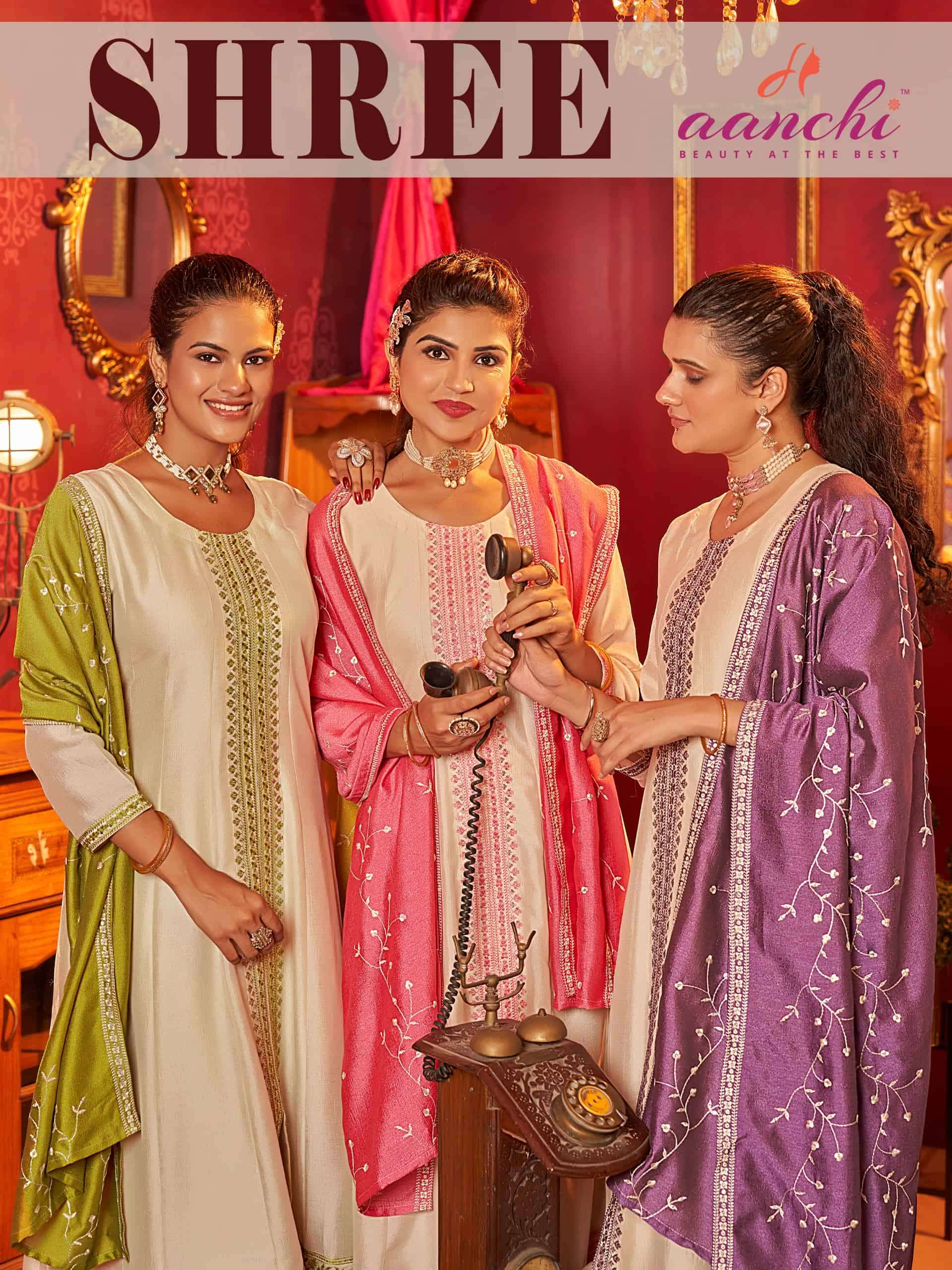 AANCHI SHREE PURE VICHITRA SILK EMBROIDERY DRESSES-00286