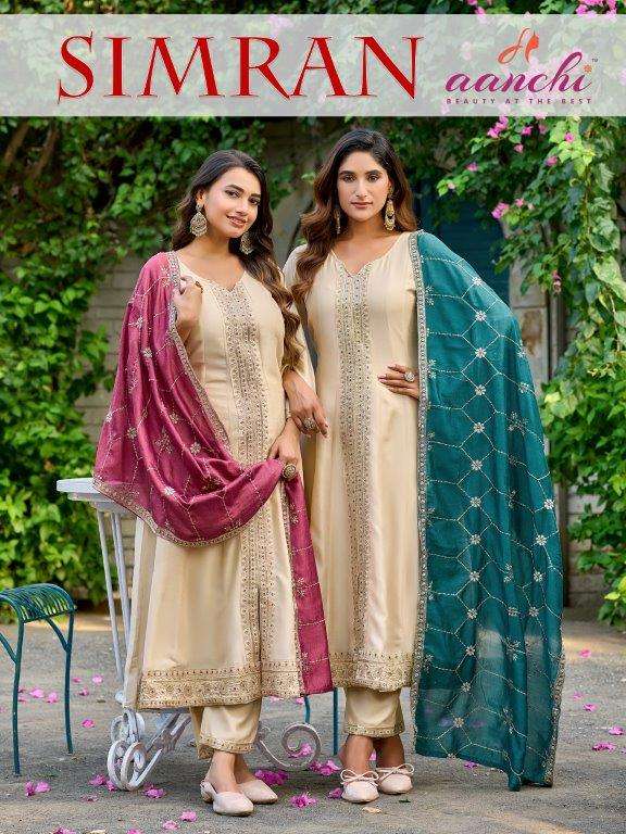 AANCHI SIMRAN PURE VICHITRA SILK EMBROIDERY DRESSES-00286