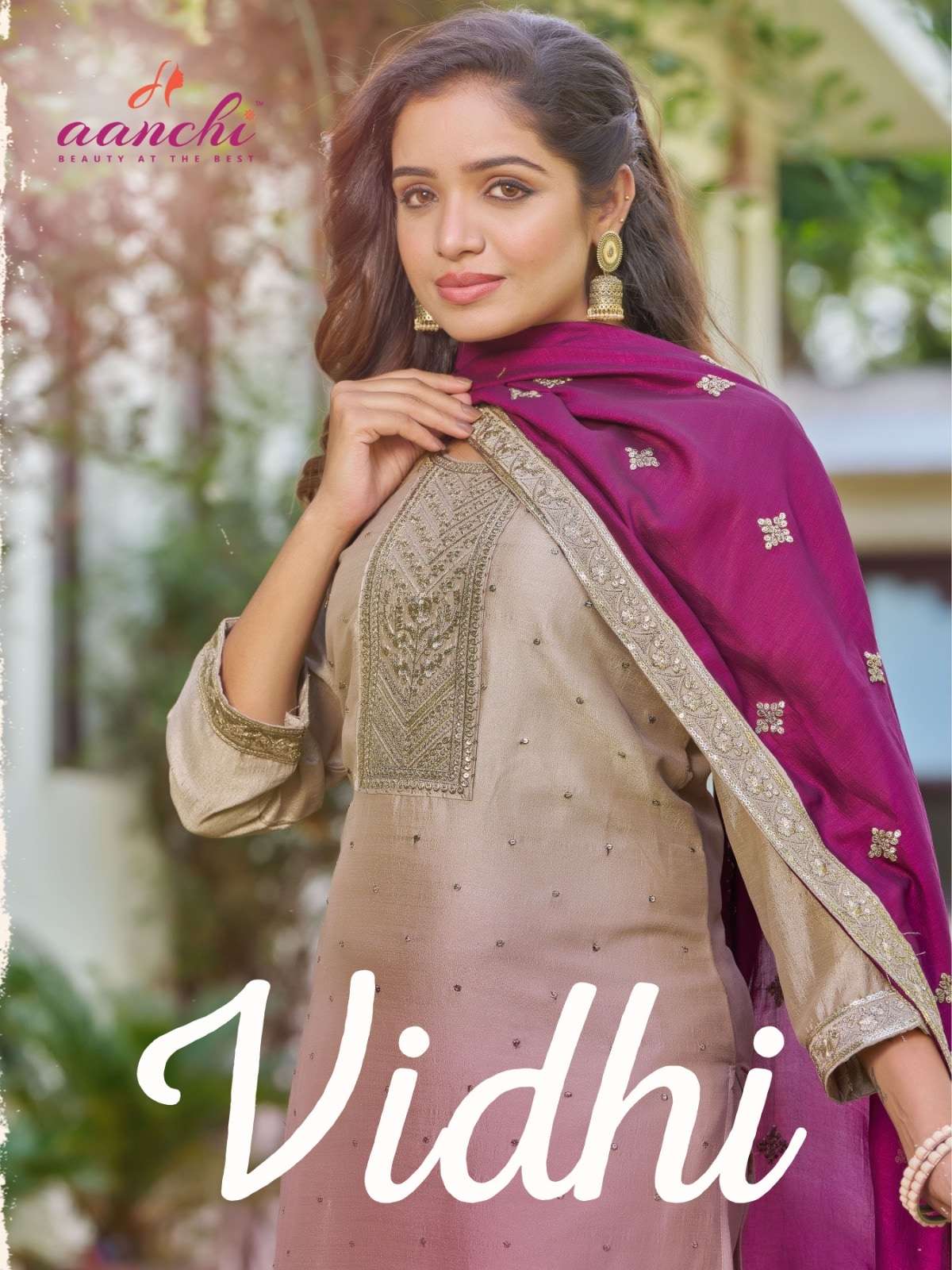 AANCHI VIDHI PURE VICHITRA SILK EMBROIDERY DRESSES-00286