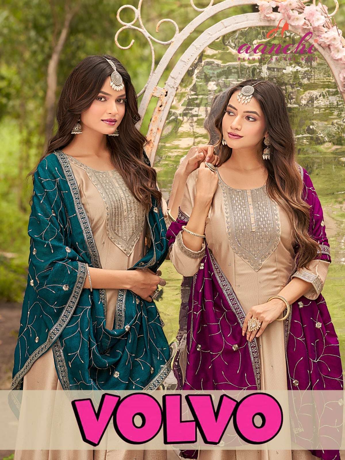 AANCHI VOLVO PURE VICHITRA SILK EMBROIDERY DRESSES-00286