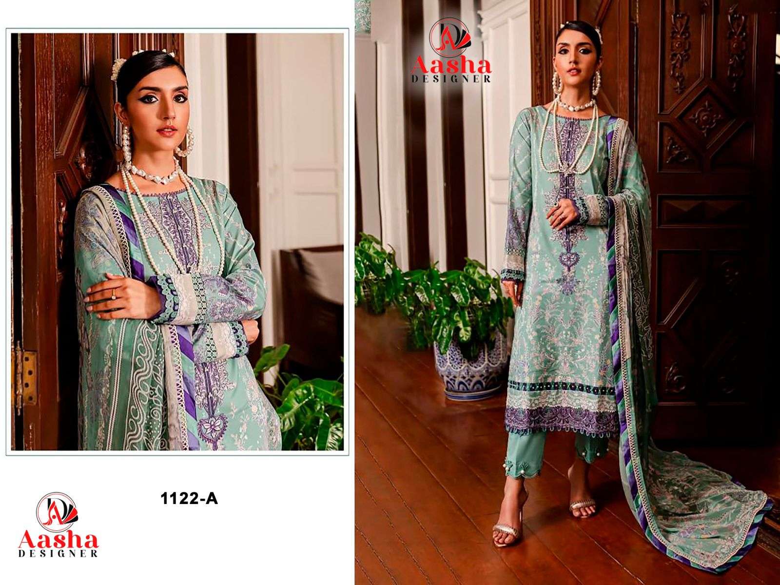 AASHA 1122 PURE COTTON PRINTED EMBROIDERY PAKISTANI DRESS-00201