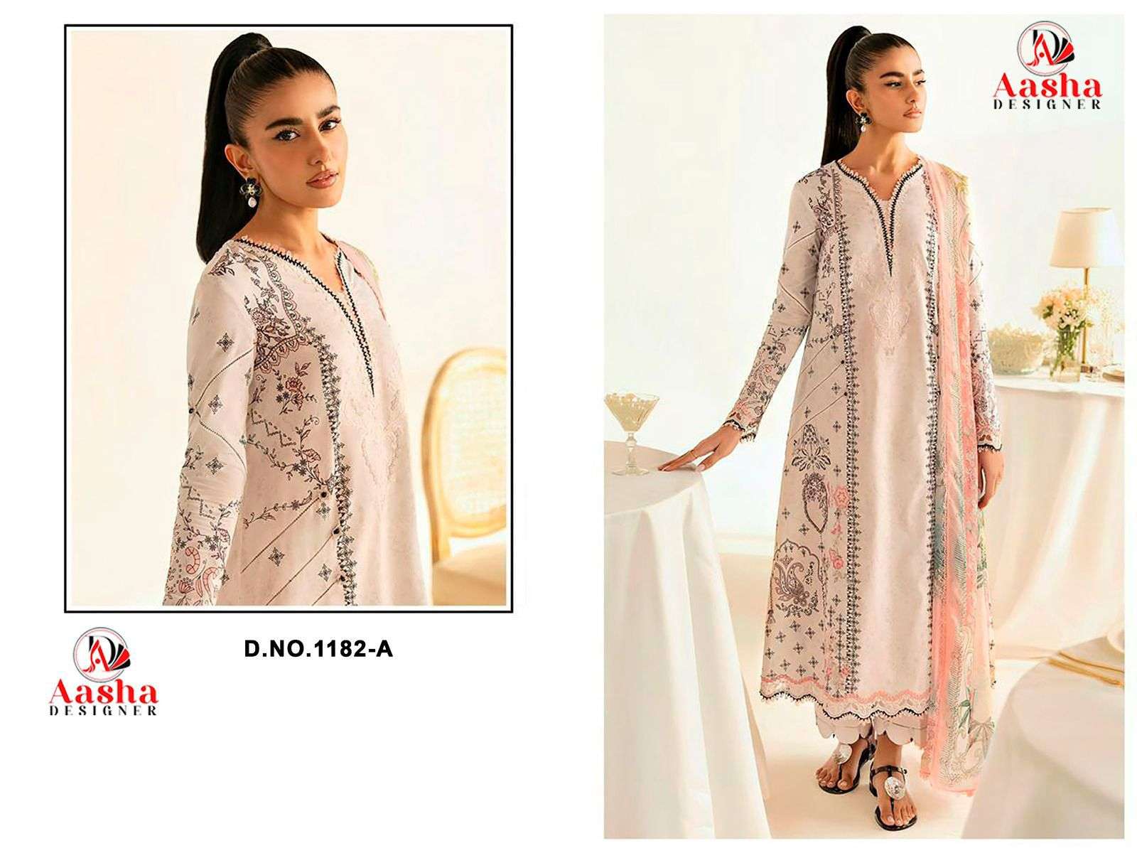 AASHA 1182 PURE COTTON PRINTED EMBROIDERY PAKISTANI DRESSES-00062