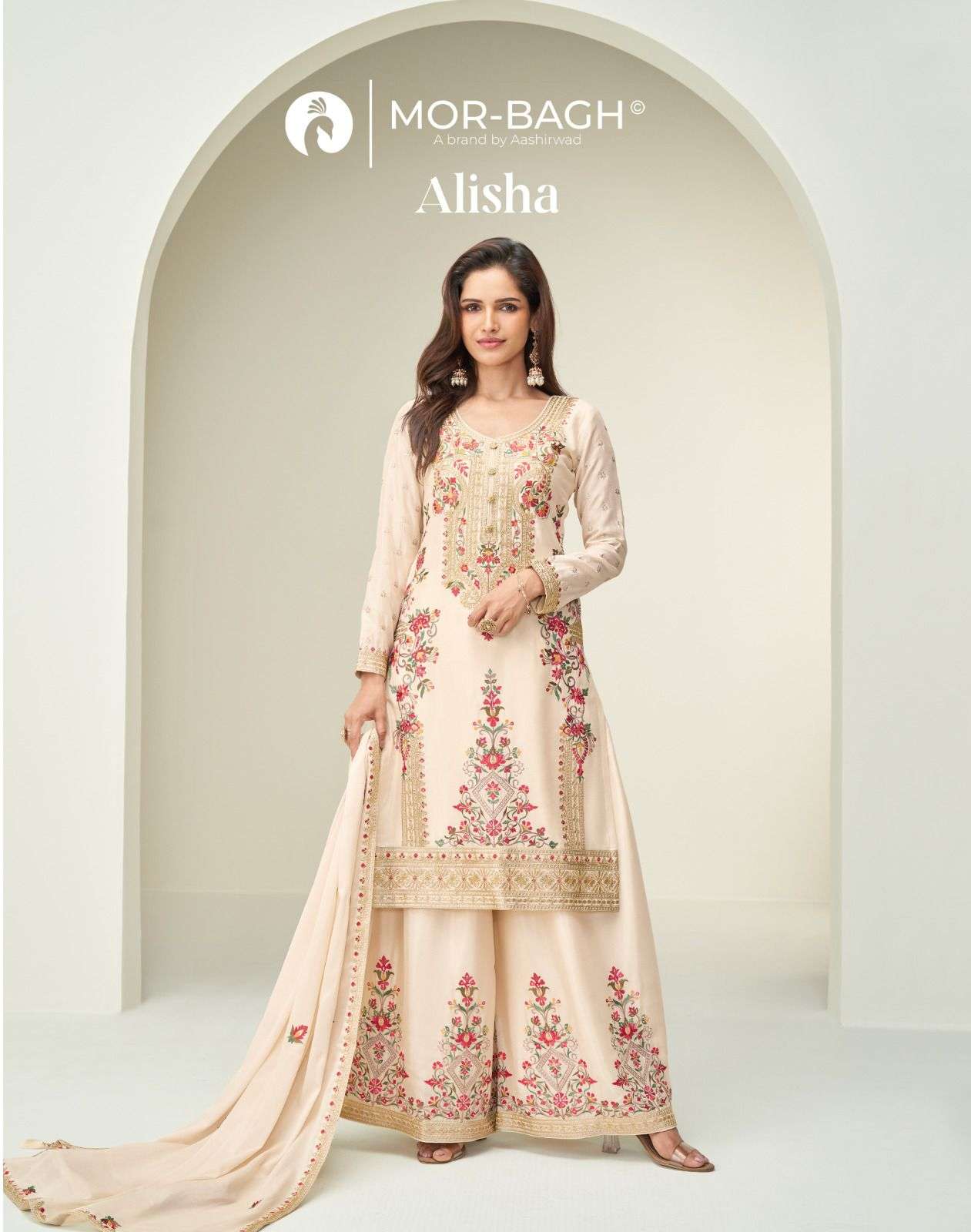 AASHIRWAD CREATION ALISHA 10385 TO 10386 SERIES PURE CHINON SILK DRESSES-00150