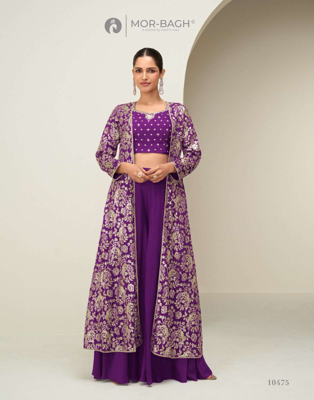 AASHIRWAD CREATION GUNJAN 10475  TO 10478 SERIES PURE CHINON SILK DRESSES-00150