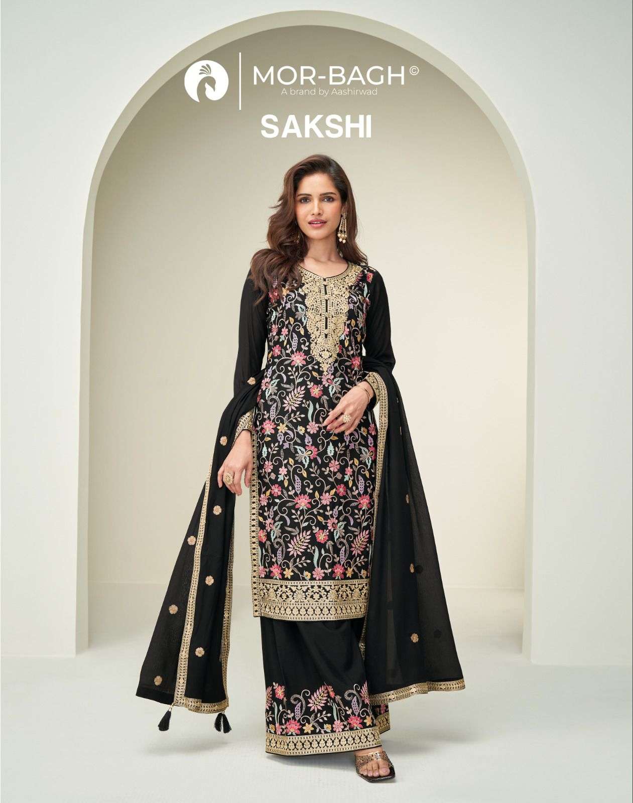 AASHIRWAD CREATION SAKSHI 10366 TO 10367 SERIES PURE CHINON SILK DRESSES-00150
