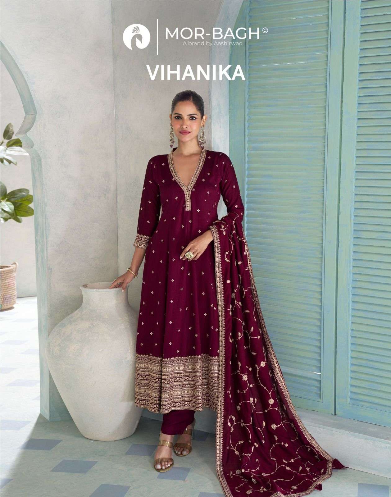 AASHIRWAD CREATION VIHANIKA 10444 TO 10446 SERIES PURE SILK DRESSES-00150
