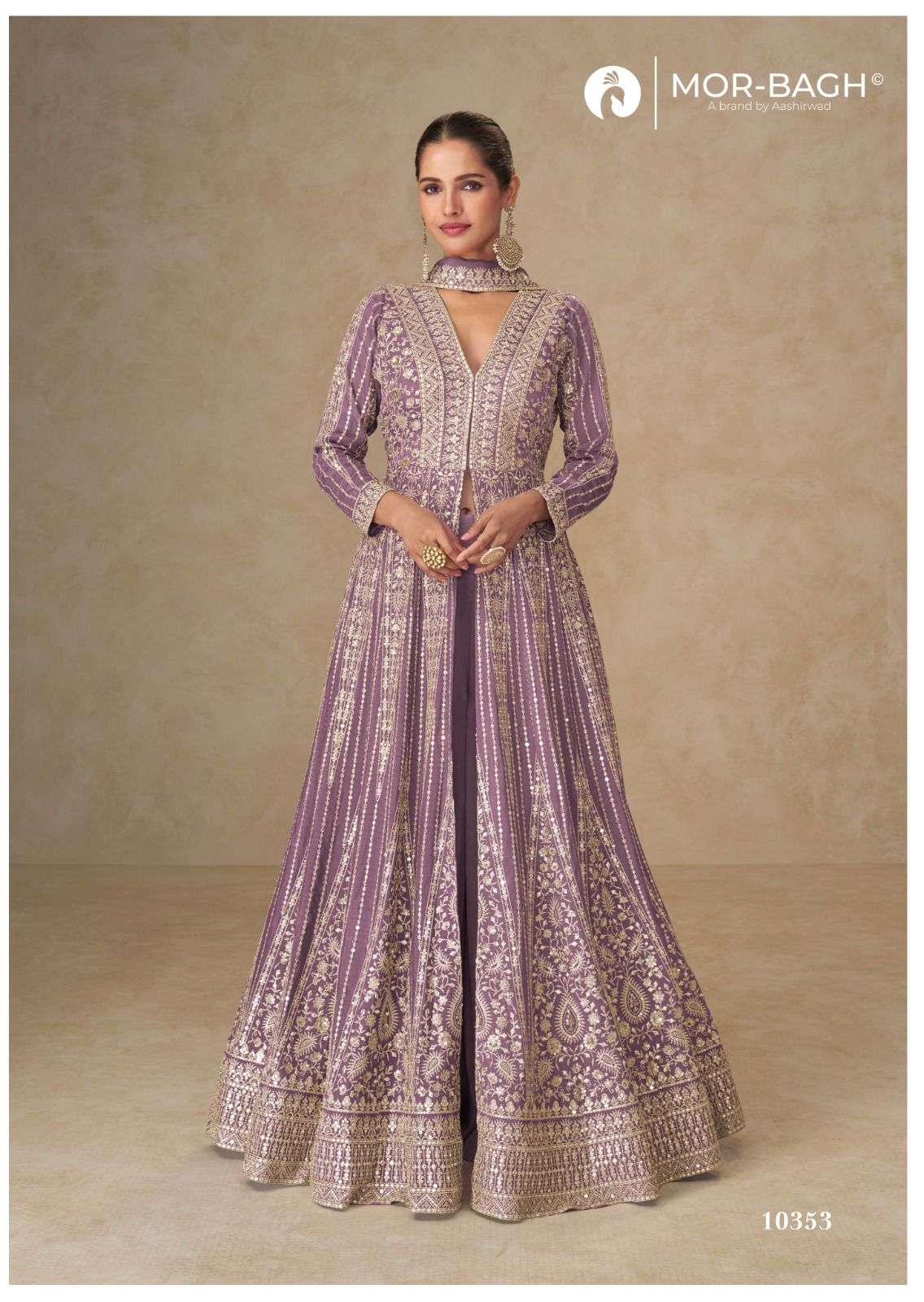 AASHIRWAD JANKI 10353 TO 10356 SERIES PURE CHINON SILK DRESSES-00150