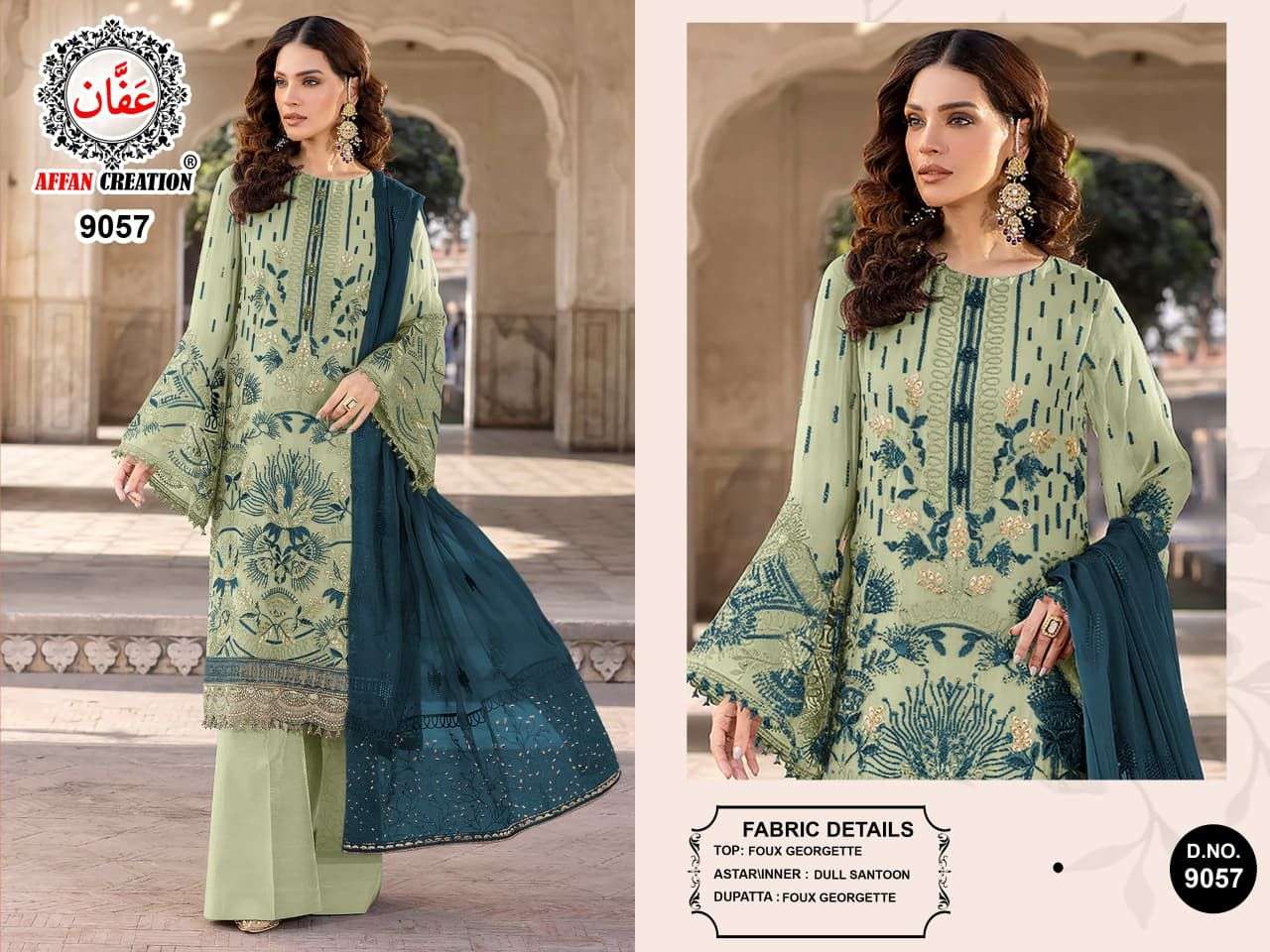 AFFAN CREATION 9057 SERIES PURE FAUX GEORGETTE EMBROIDERY PAKISTANI DRESS-00201