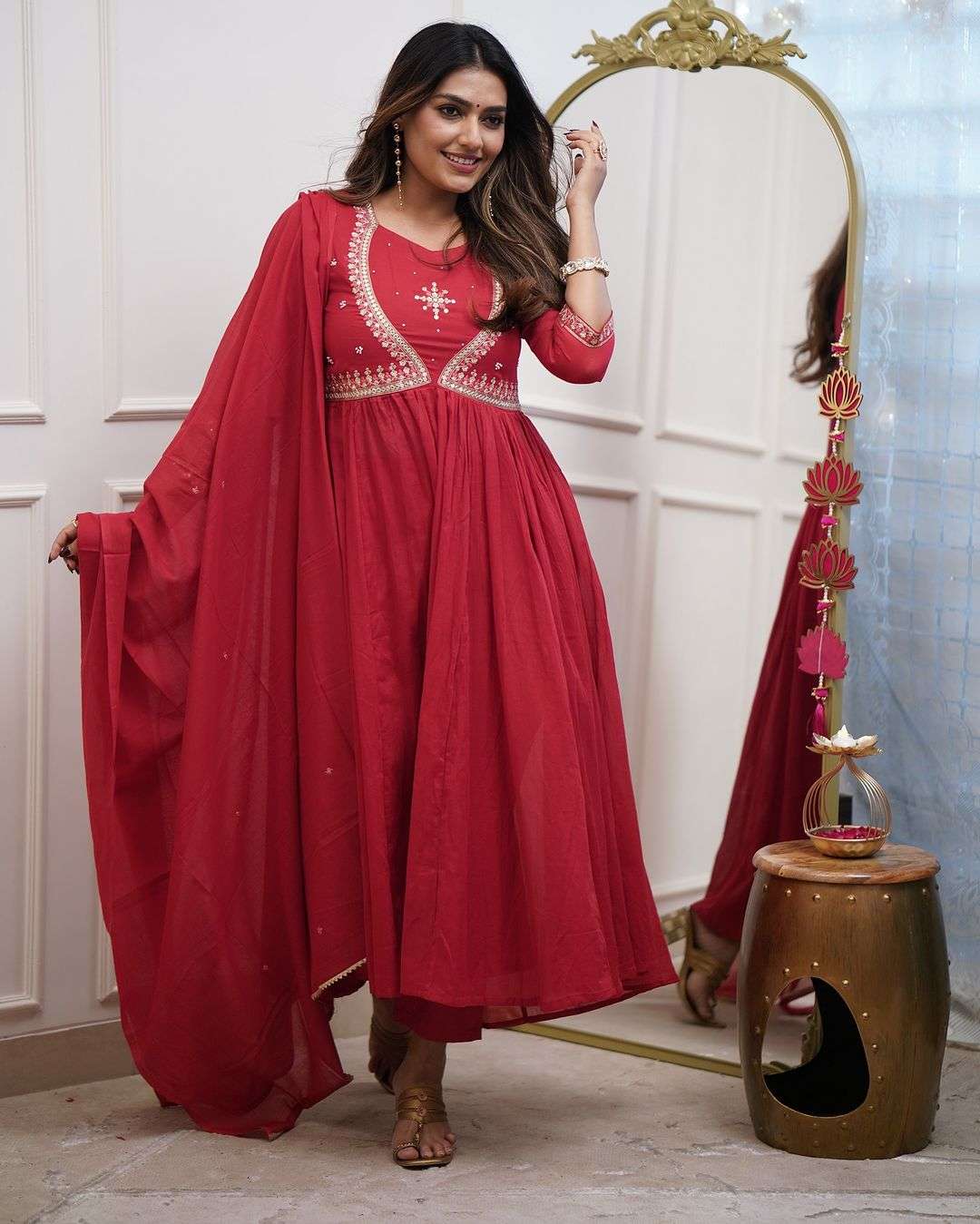 AKSHITA BY ASLIWHOLESALE DESIGNER PURE COTTON MUSLIN EMBROIDERY DRESSES-00265