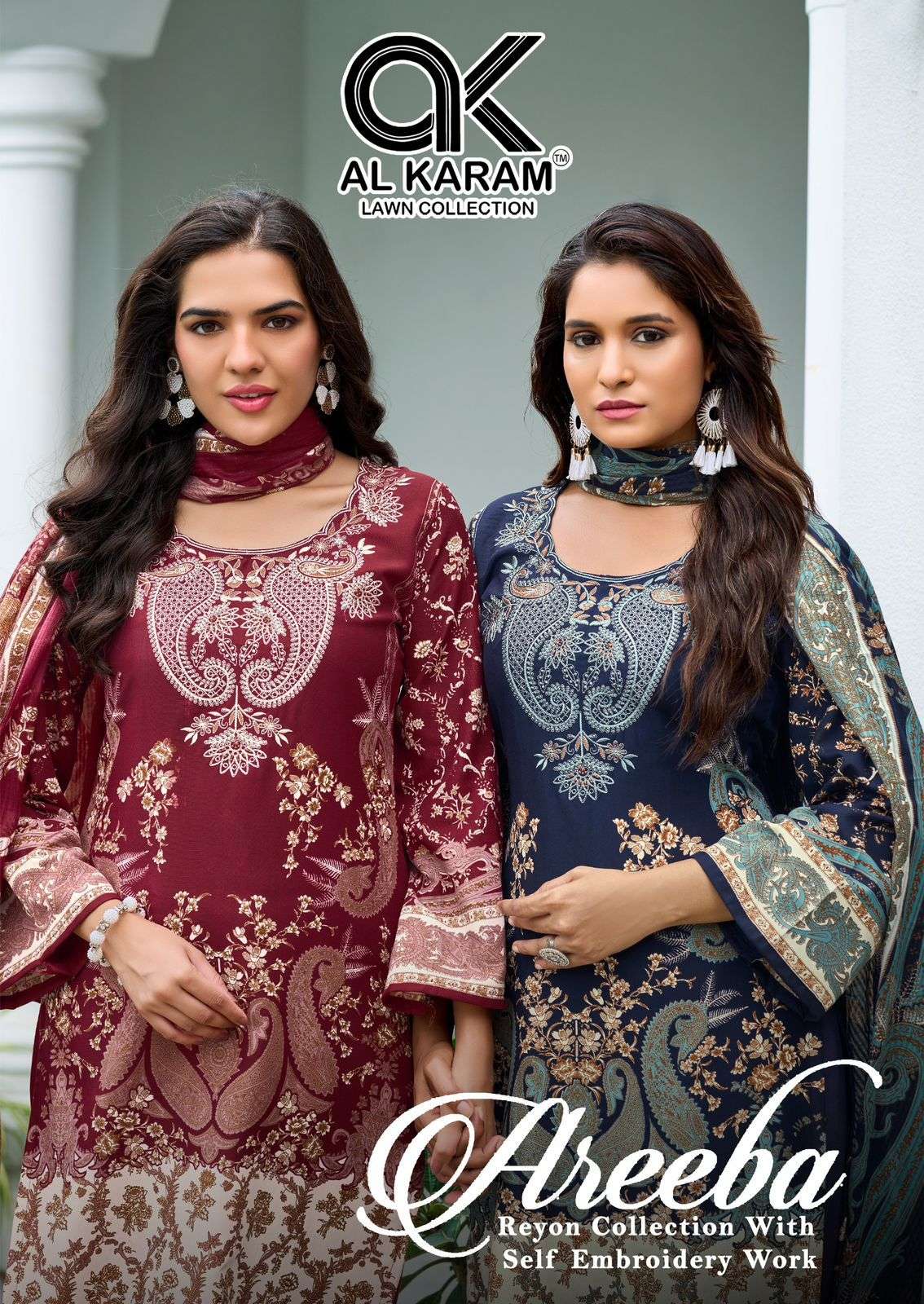 AL-KARAM AREEB 1001 TO 1006 SERIES PURE RAYON COTTON PRINTED EMBROIDERY PAKISTANI DRESSES-00062