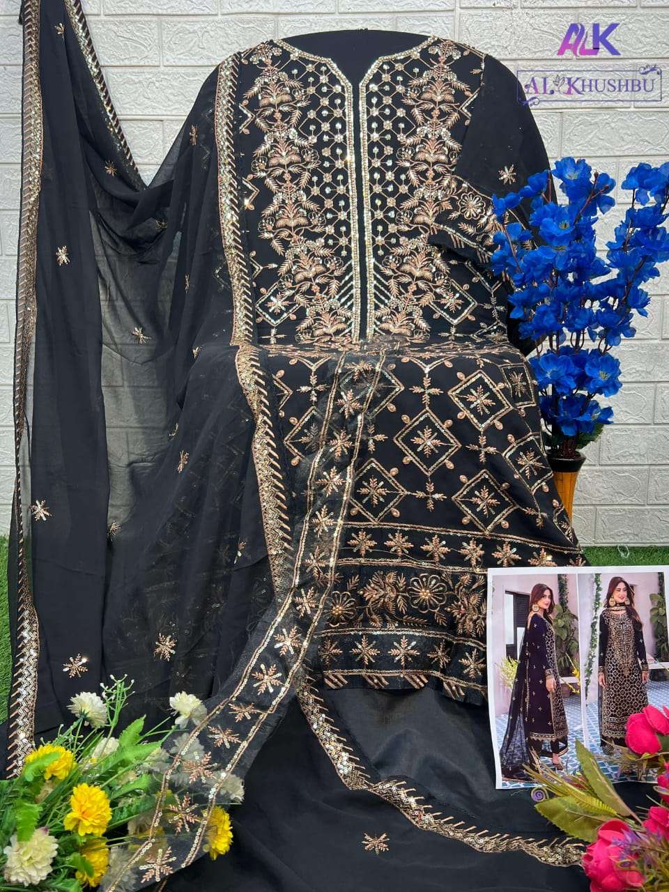AL KHUSHBU AFIFA VOL-03 ALK-6019 TO ALK-6020 SERIES GOEGRETTE EMBROIDERY PAKISTANI DRESSES-00201