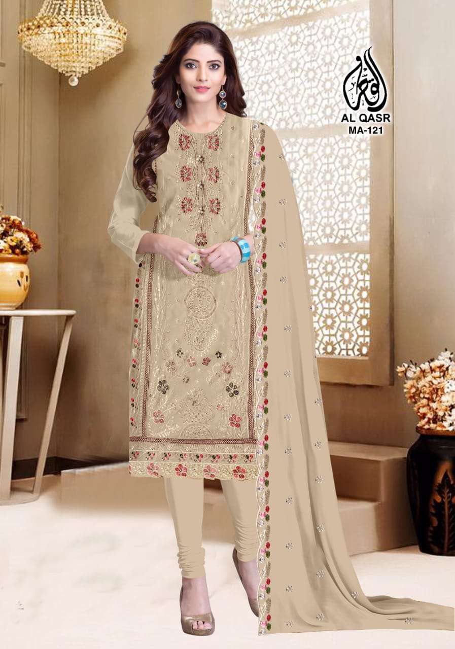 AL QASR MA-121 PURE FAUX GEORGETTE EMBROIDERY PAKISTANI DRESSES-00245