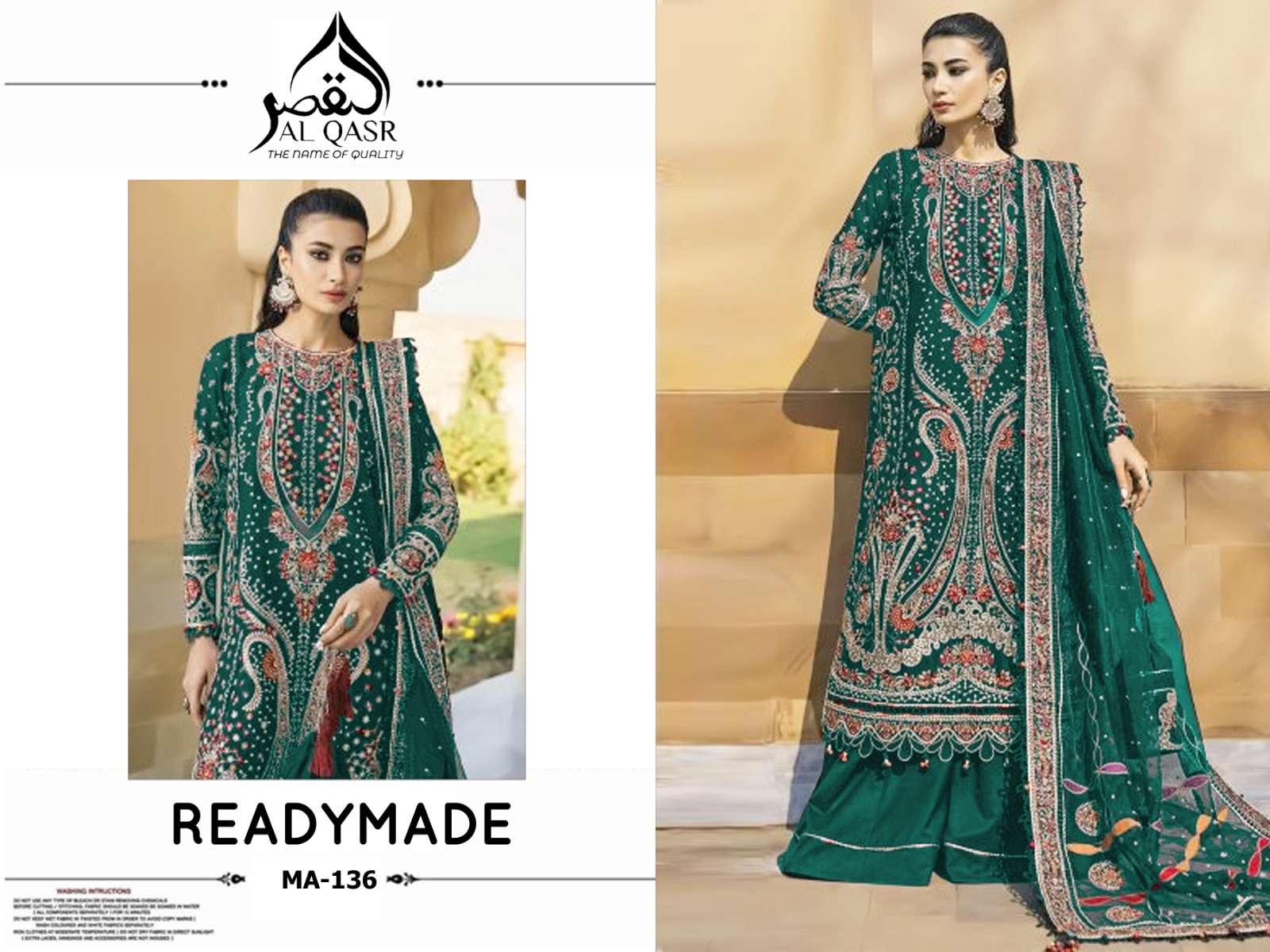 AL-QASR MA-136 PURE FAUX GEORGETTE EMBROIDERY PAKISTANI DRESSES-00245