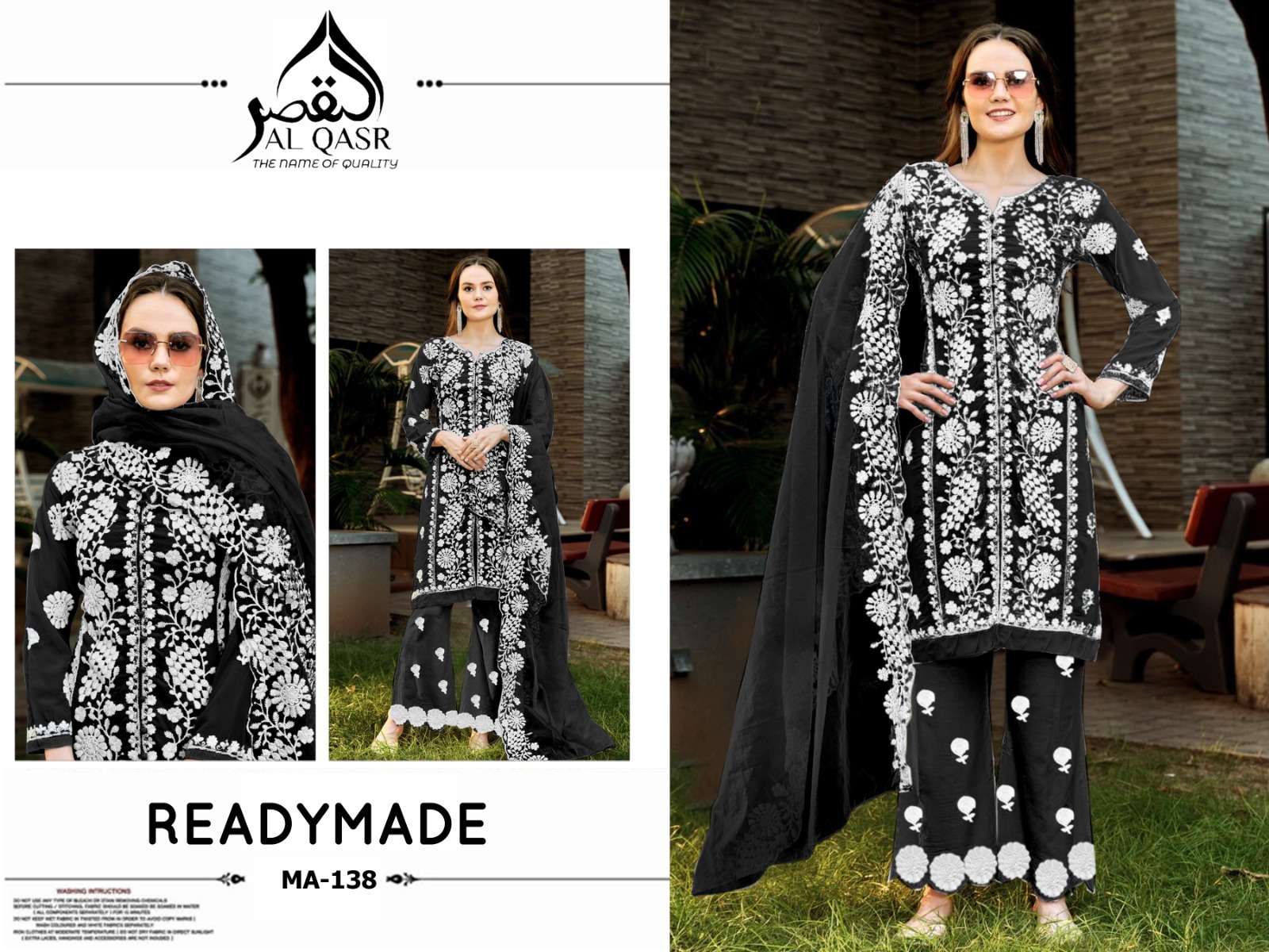 AL-QASR MA-138 PURE FAUX GEORGETTE EMBROIDERY PRINTED PAKISTANI DRESSES-00245