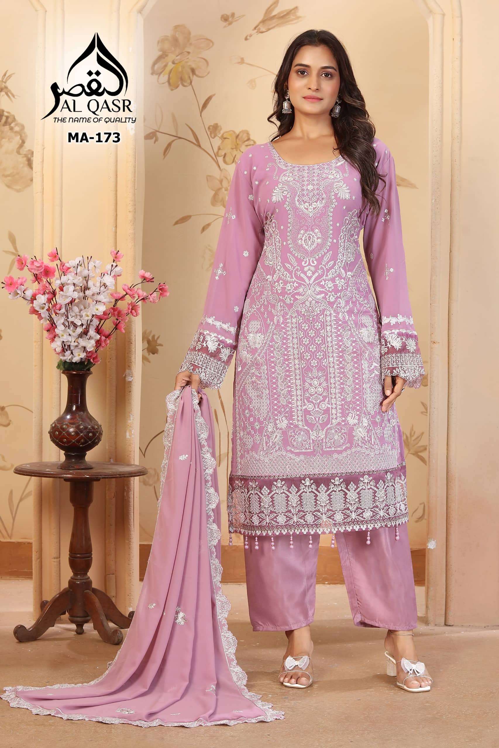 AL-QASR MA-173 PURE FAUX GEORGETTE EMBROIDERY PAKISTANI DRESSES-00245