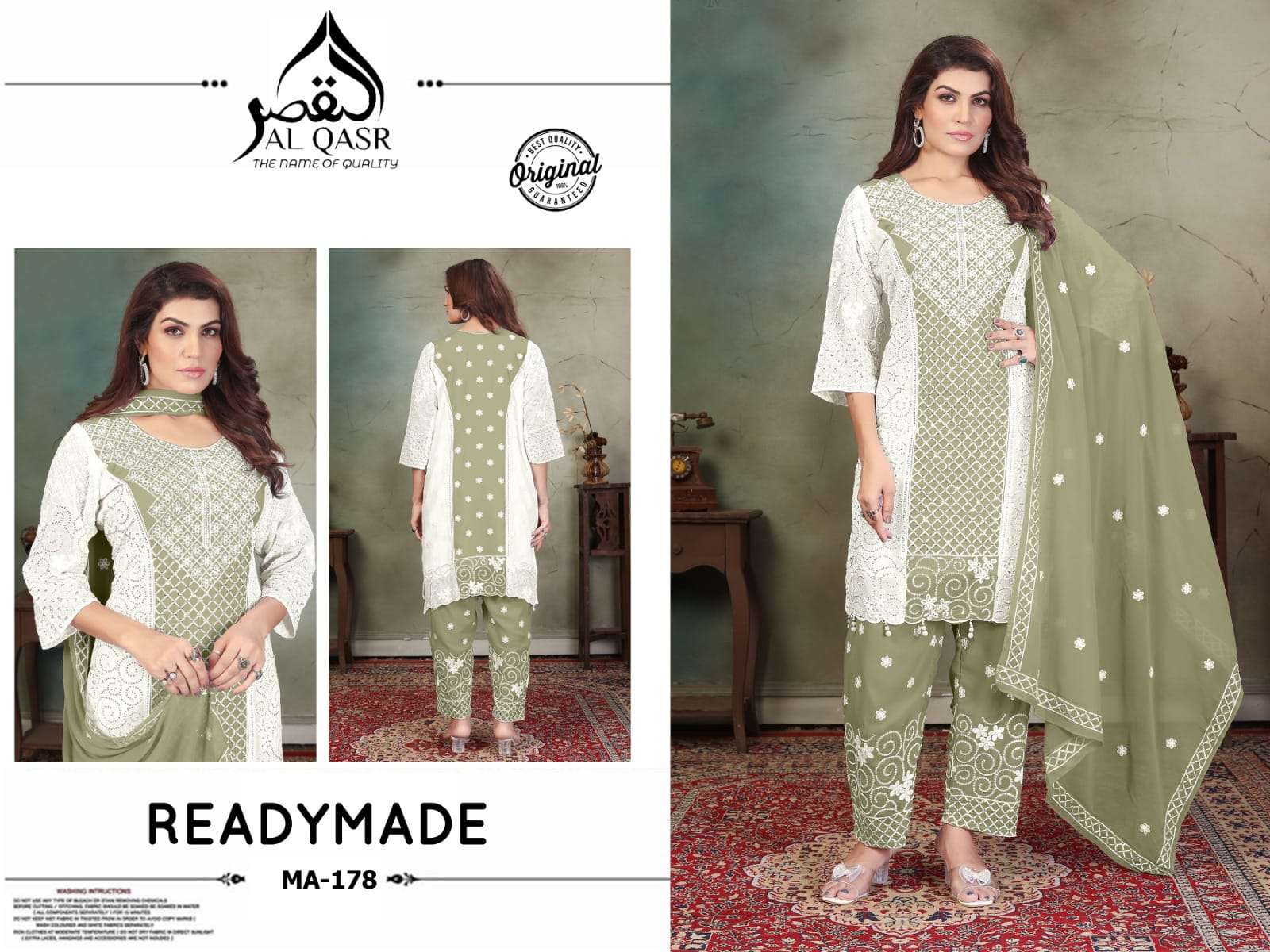 AL-QASR MA-178 PURE FAUX GEORGETTE EMBROIDERY DRESSES-00245
