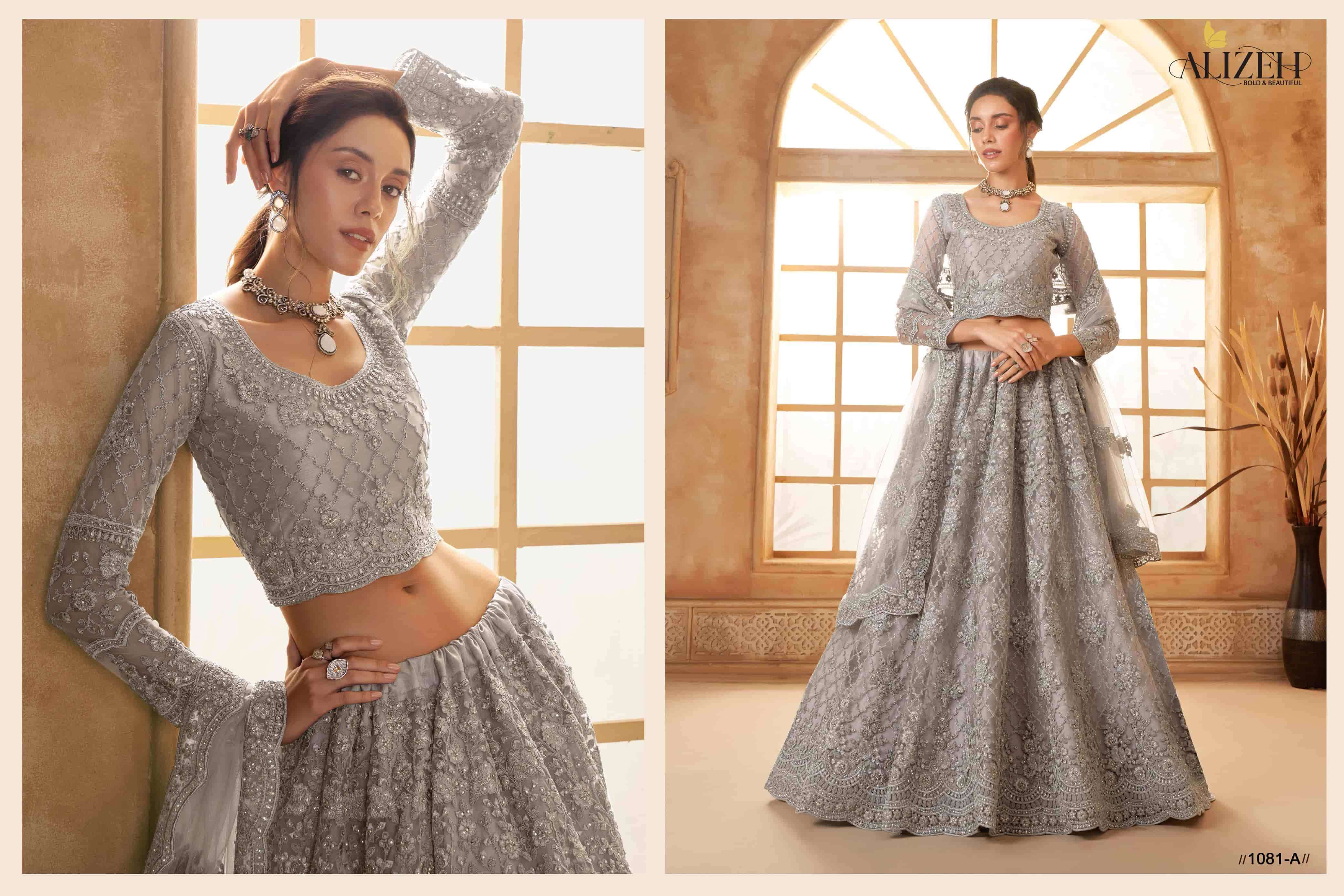 ALIZEH BRIDAL HERITAGE 1081 A TO D SERIES PURE BUTTERFLY NET EMBROIDERY LEHENGAS-00001