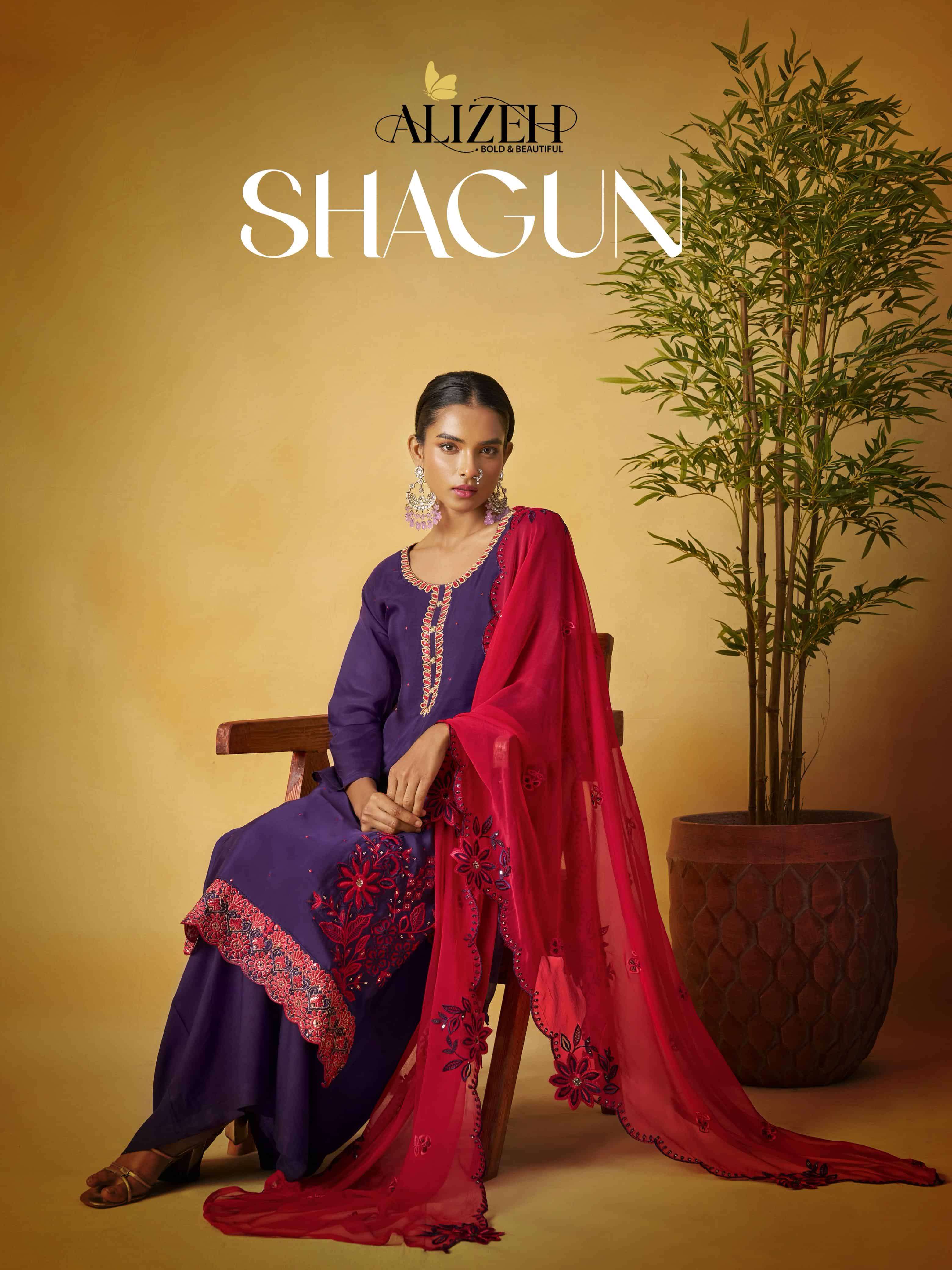 ALIZEH SHAGUN VOL-01 PURE ORGANZA EMBROIDERY DRESSES-00001