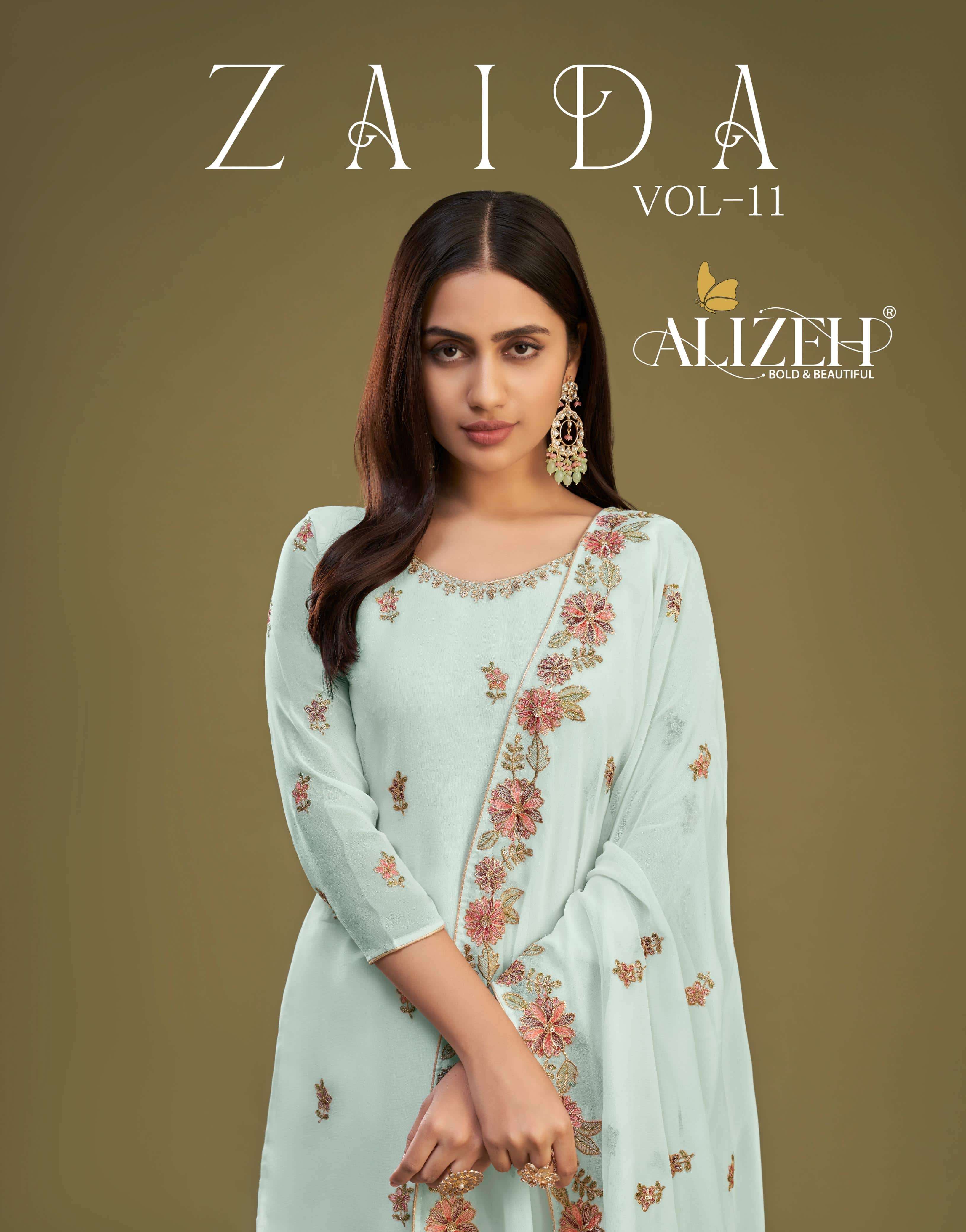 ALIZEH ZAIDA VOL-11 2051 A TO D SERIES PURE GEORGETTE EMBROIDERY PAKISTANI DRESSES-00001