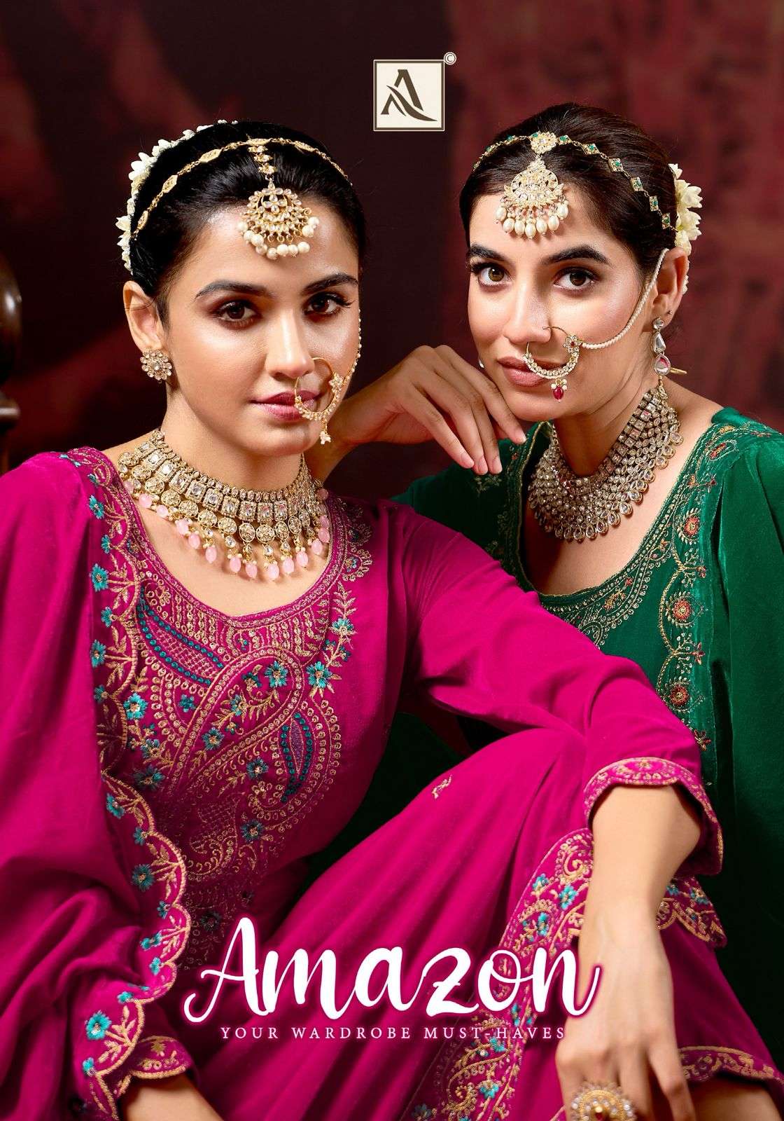 ALOK SUIT AMAZON PURE VELVET EMBROIDERY PAKISTANI DRESSES-00201