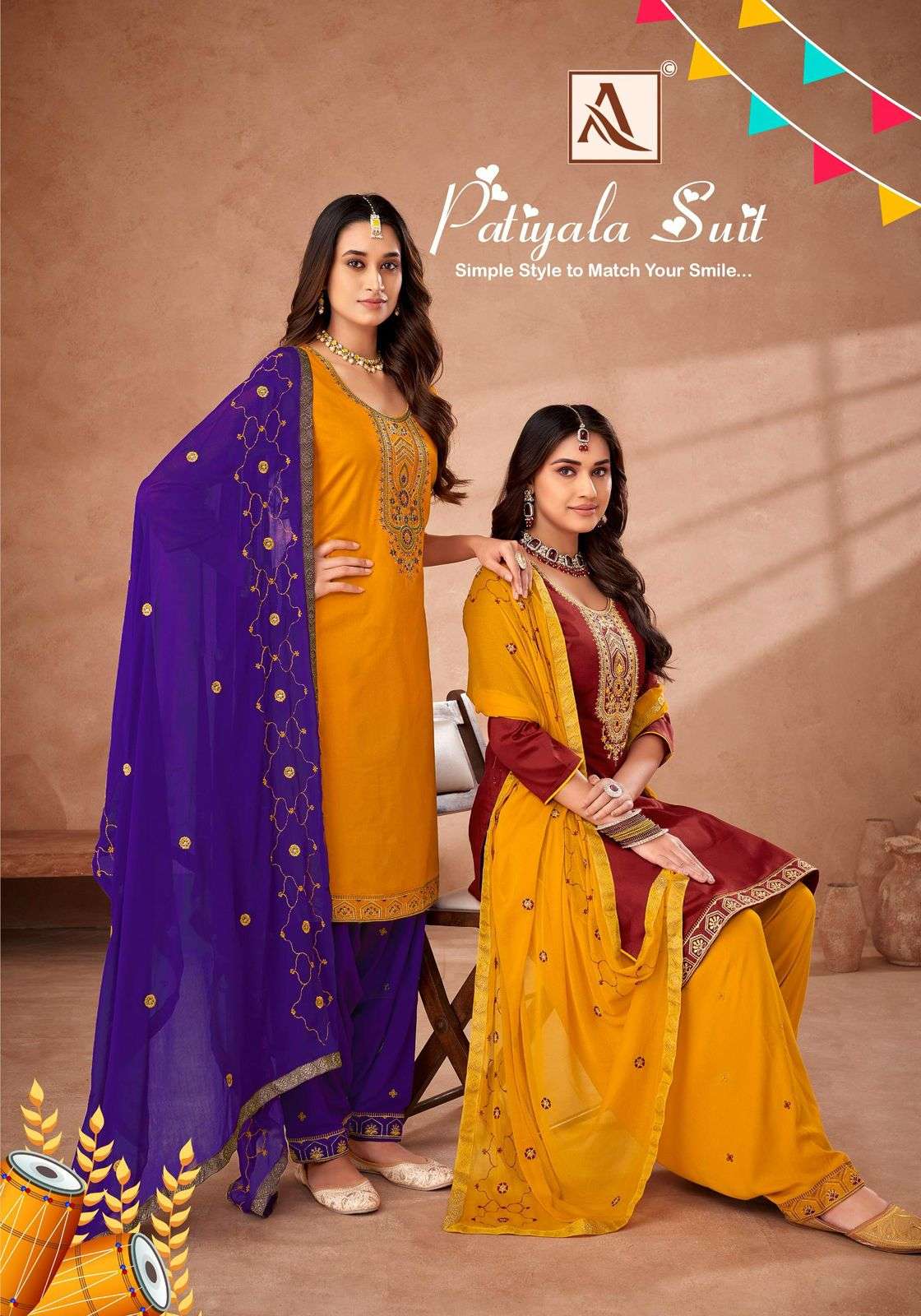 ALOK SUIT PATIYALA SUIT PURE COTTON EMBROIDERY PAKISTANI DRESSES-00201