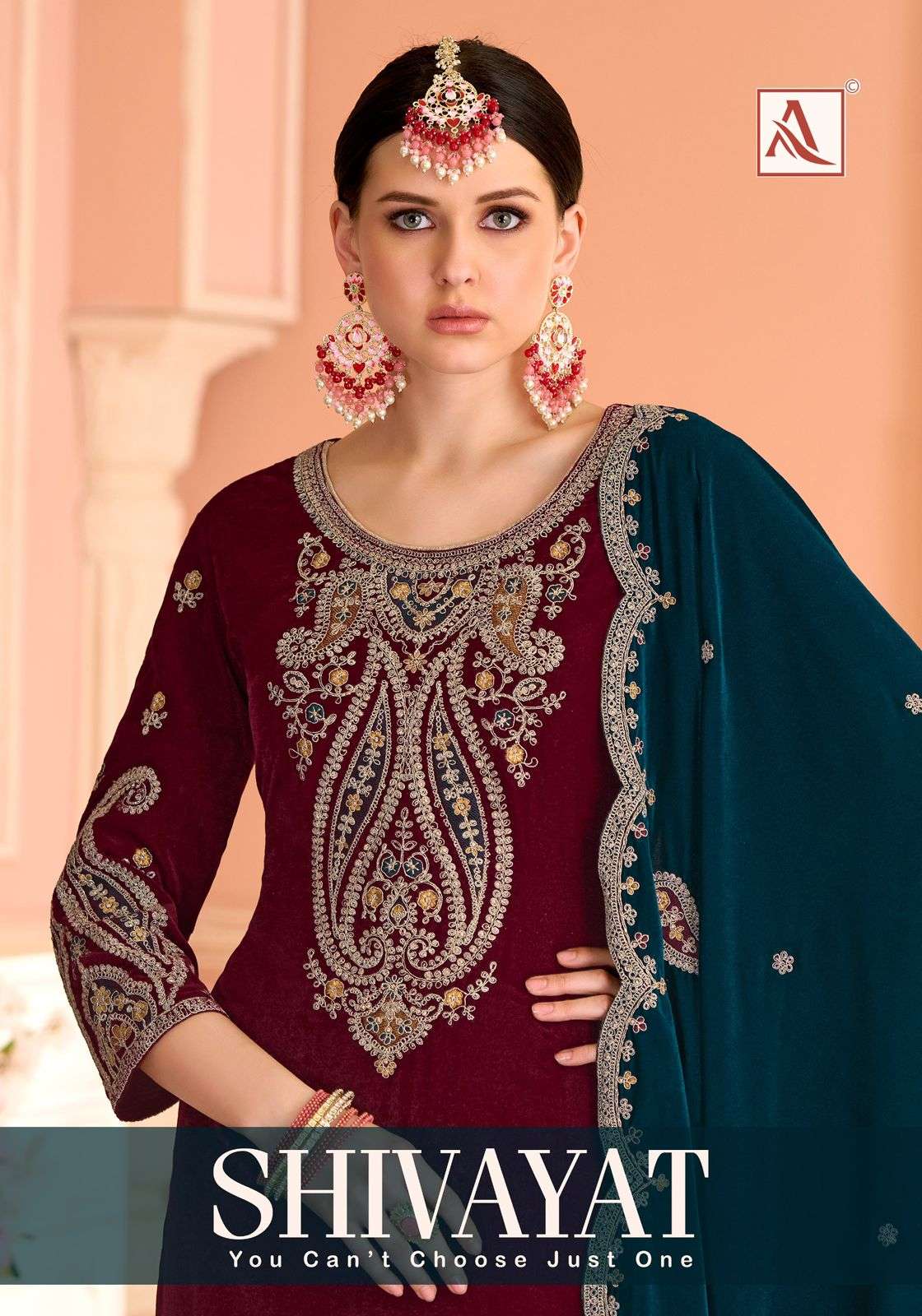 ALOK SUIT SHIVAYAT HEAVY VELVET EMBROIDERY PAKISTANI DRESSES-00201