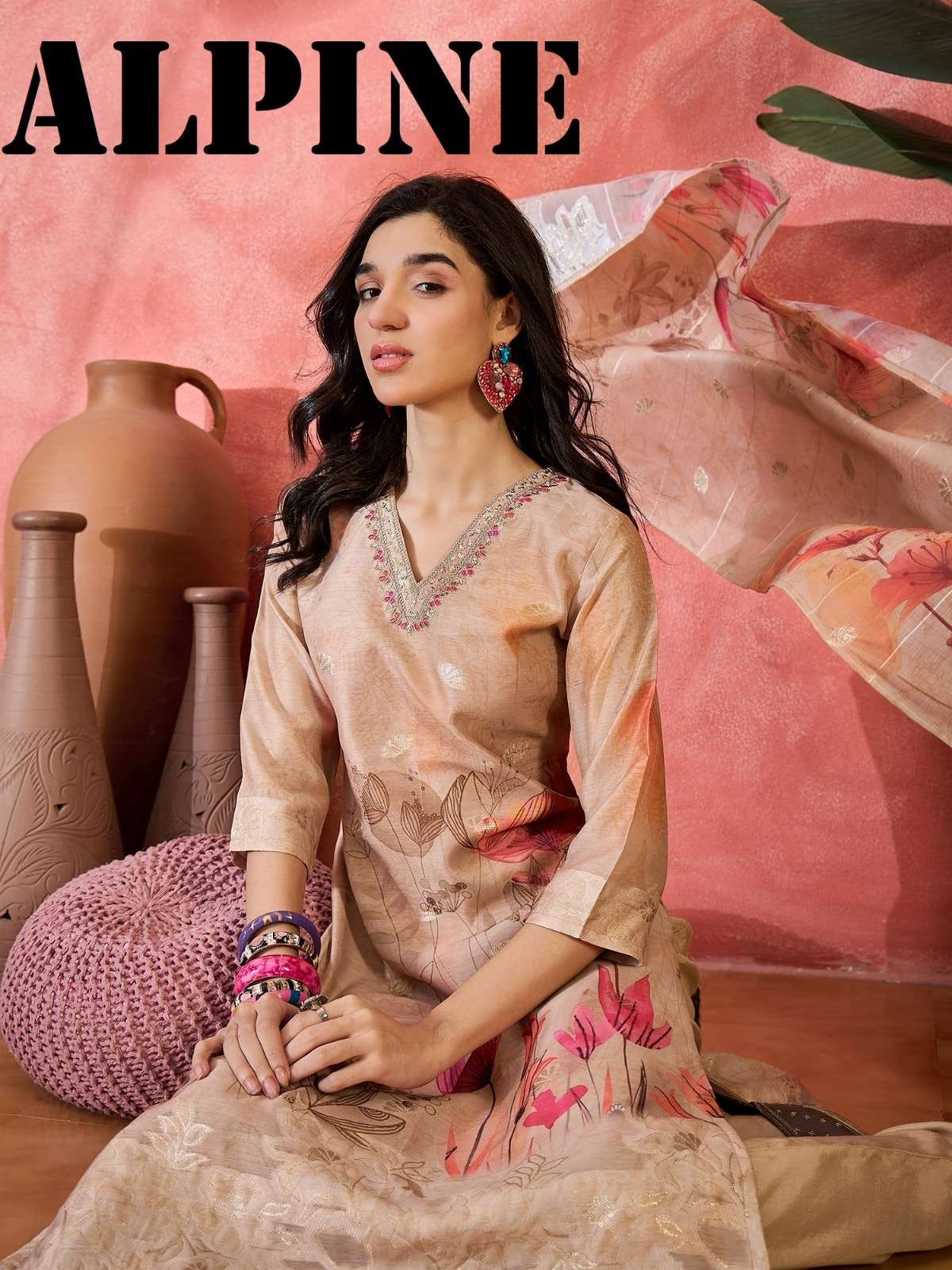 ALPINE BY ASLIWHOLESALE DESIGNER PURE 51471 TO 51476 SERIES PURE CHANDERI JACQUARD SILK DRESSES-0013...