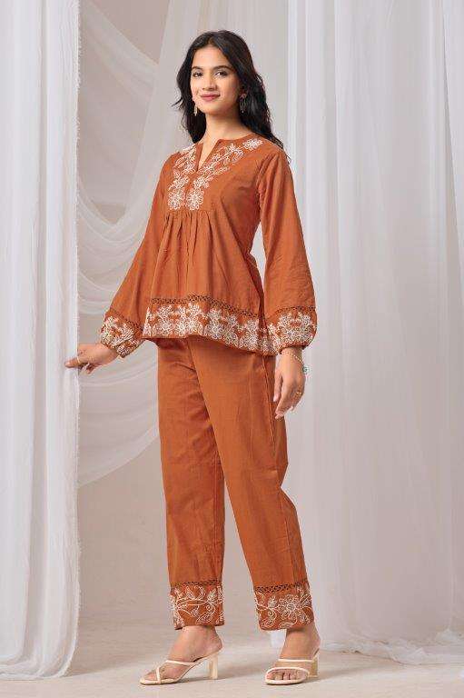 ALZANE BY ASLIWHOLESALE DESIGNER PURE COTTON EMBROIDERY CO-ORD SET-00265