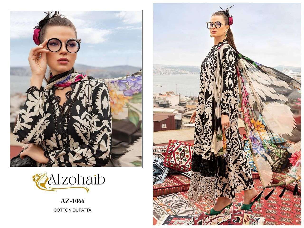 ALZOHAIB AZ-1066 PURE COTTON PRINTED EMBROIDERY PAKISTANI DRESSES-00201