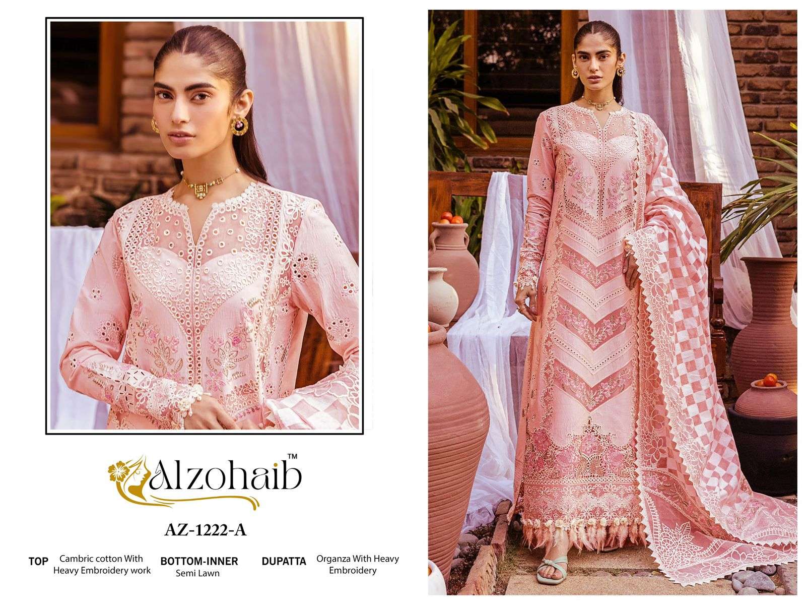ALZOHAIB AZ-1222 SERIES PURE COTTON EMBROIDERY PAKISTANI DRESSES-00201