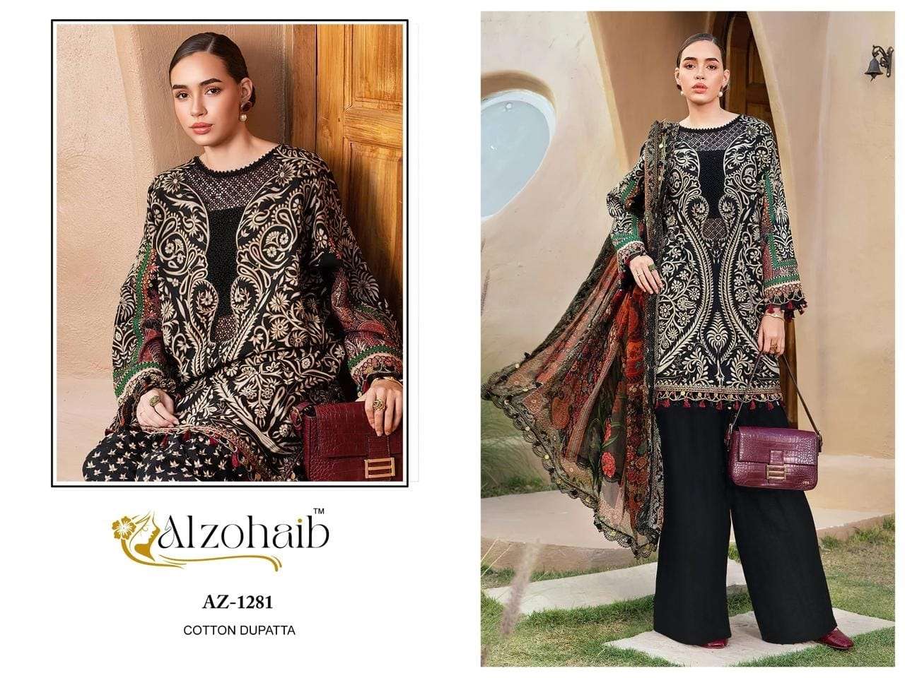 ALZOHAIB AZ-1281 SERIES PURE COTTON PRINTED EMBROIDERY DRESSES-00062