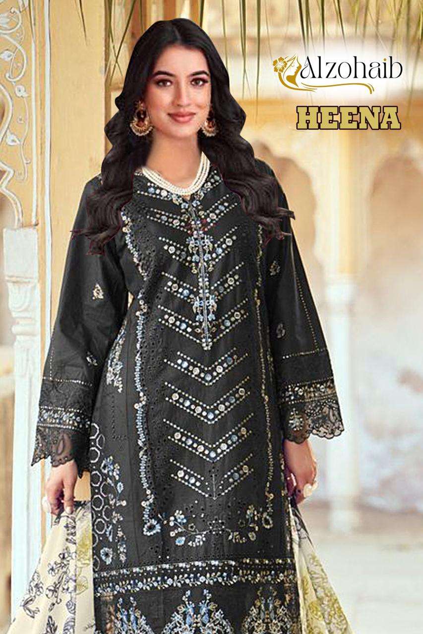 ALZOHAIB HEENA AZ-1326 TO AZ-1327 SERIES PURE COTTON EMBROIDERY PAKISTANI DRESSES-00201