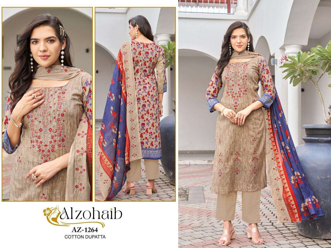 ALZOHAIB MAHIMA NX PURE COTTON  PRINTED PAKISTANI DRESSES-00201