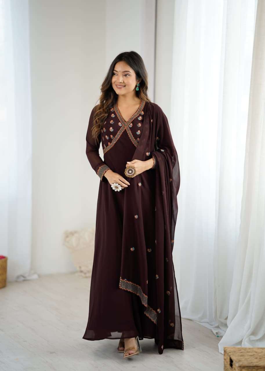 ARYA DESIGN DRS-155 PURE GEORGETTE EMBROIDERY GOWNS-00058