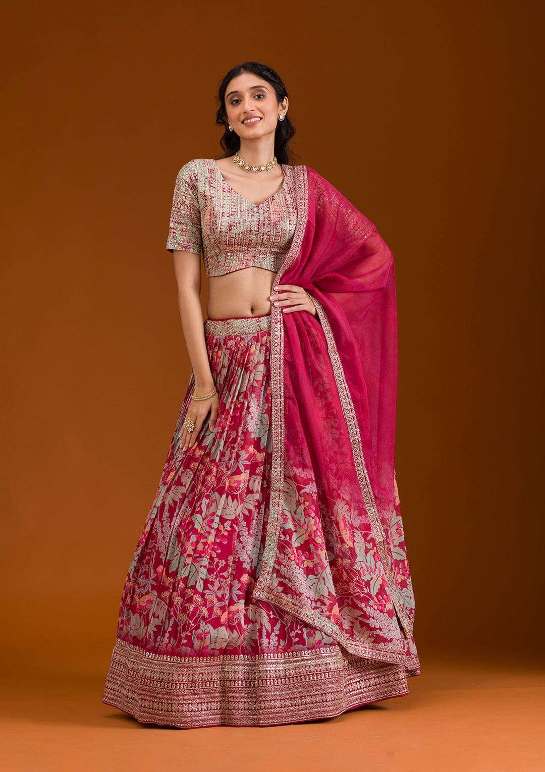 ARYA DESIGN SV-8 PURE ORGANZA PRINTED LEHENGAS-00058