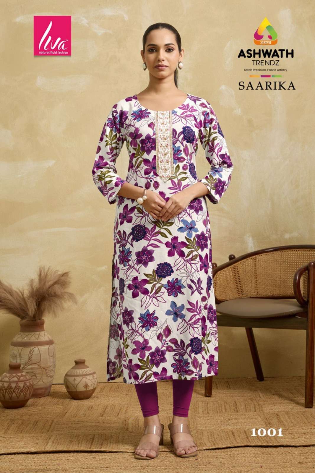 ASHWATH TRENDZ SAARIKA PURE FOIL PRINTED KURTIS-00275