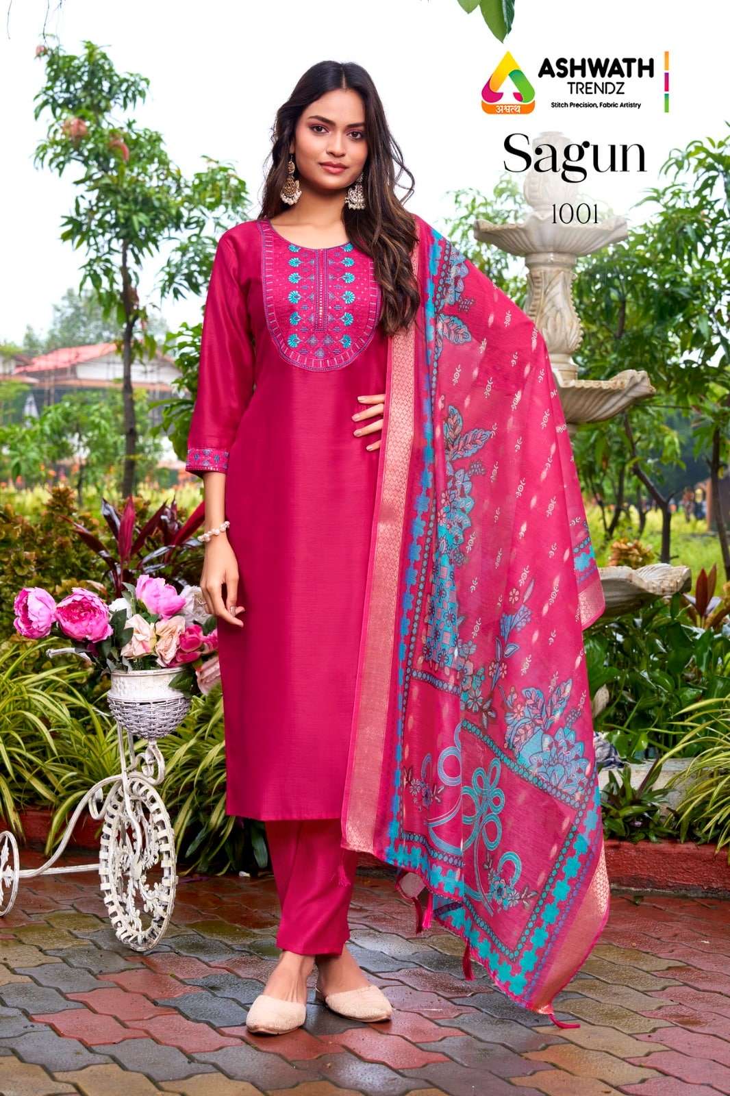 ASHWATH TRENDZ SAGUN 1001 TO 1006 SERIES PURE VATICAN PRINTED DRESSES-00275