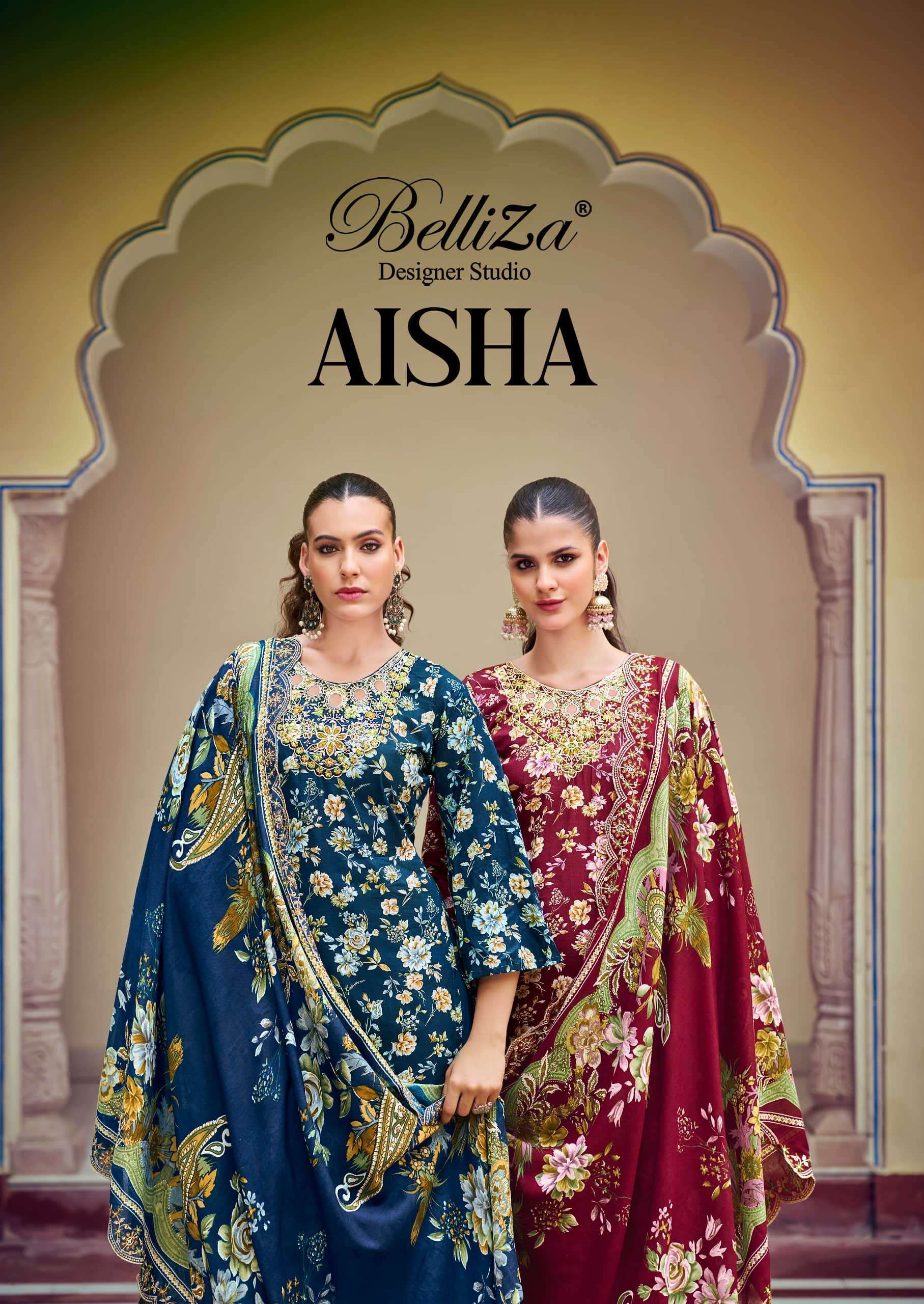 BELLIZA AISHA 897-001 TO 897-006 SERIES PURE COTTON PRINTED EMBROIDERY PAKISTANI DRESSES-00011