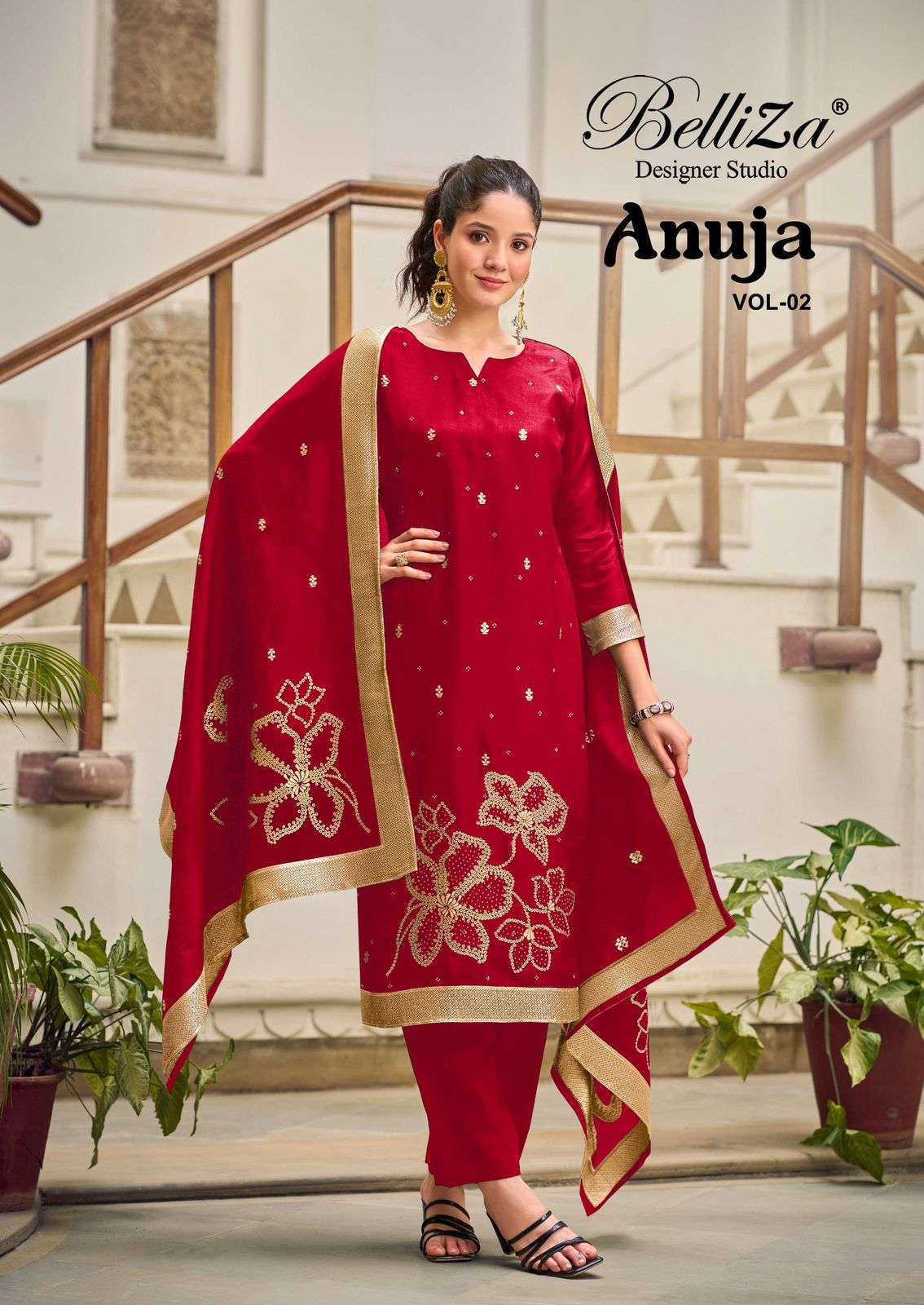 BELLIZA ANUJA VOL-02 886-001 TO 886-006 SERIES PURE VISCOSE DOLA SILK PAKISTANI DRESSES-00201