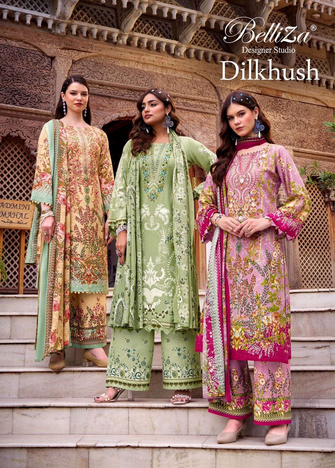 BELLIZA DILKHUSH 902-001 TO 902-008 SERIES PURE VISCOSE RAYON PRINTED EMBROIDERY PAKISTANI DESSES-00...