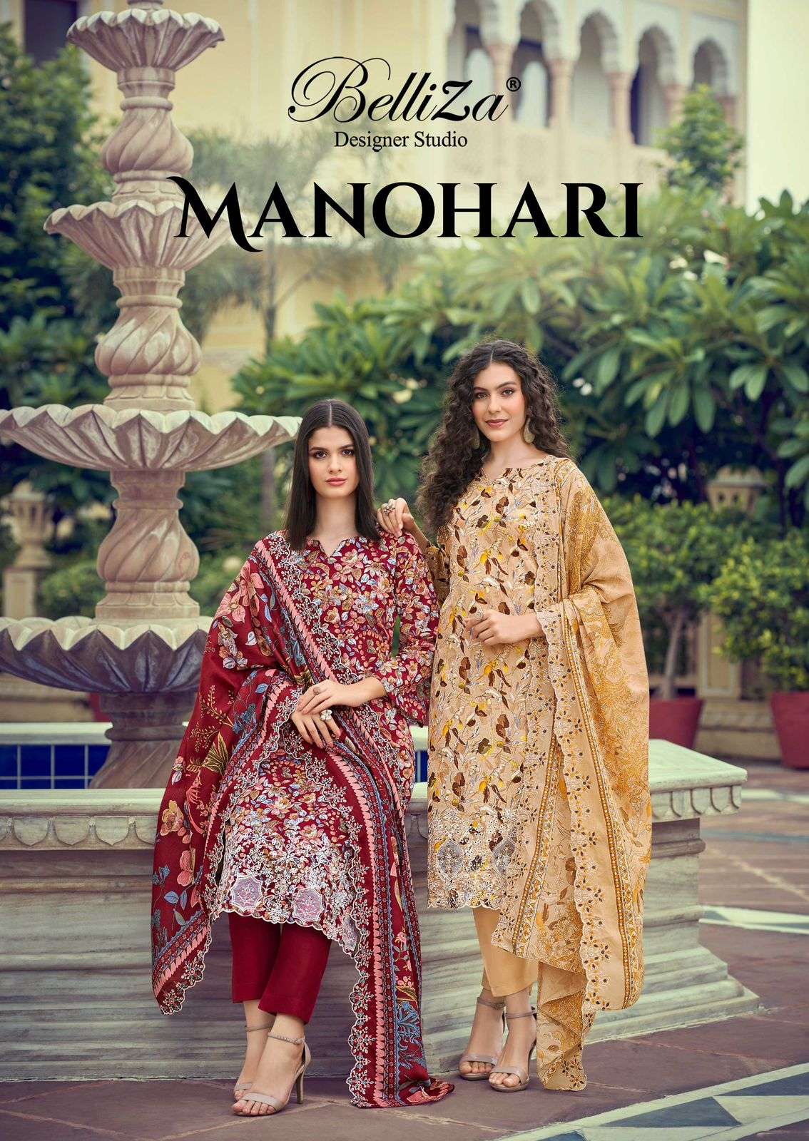 BELLIZA MANOHARI 836-001 TO 836-006 SERIES PURE COTTON PRINTS EMBROIDERY PAKISTANI DRESSES-00201