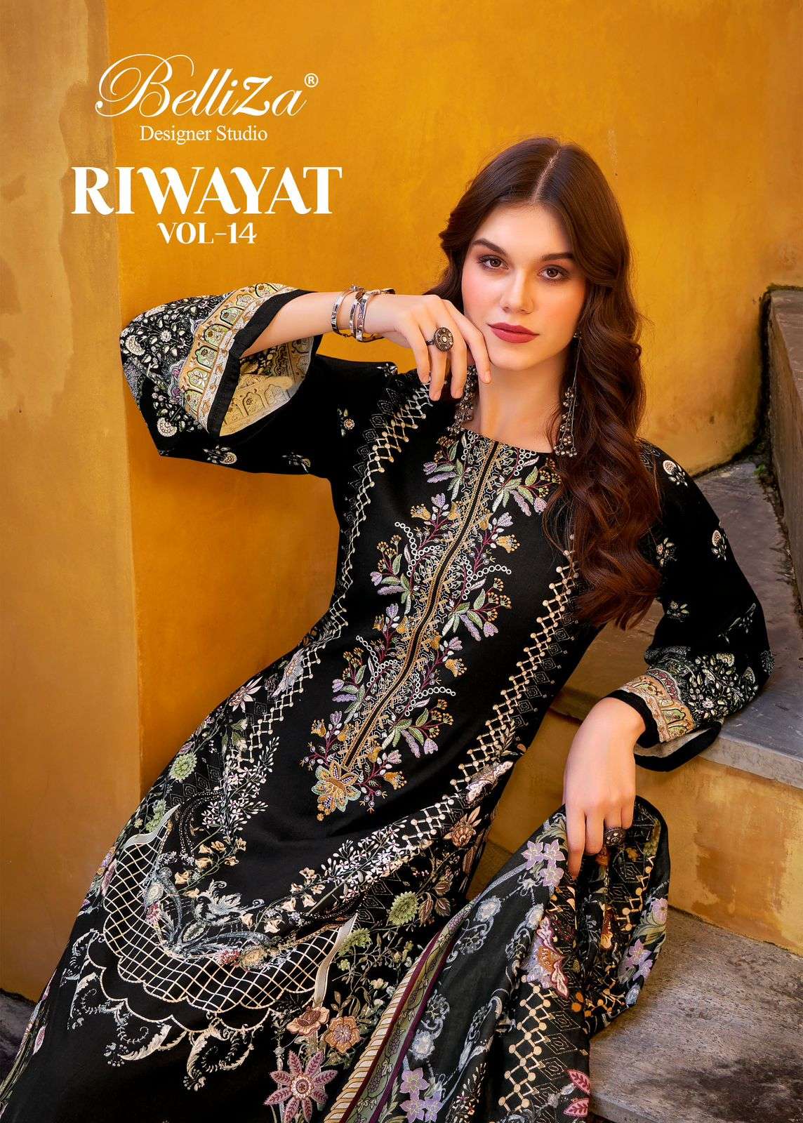 BELLIZA RIWAYAT VOL-14 901-001 TO 901-008 SERIES PURE VISCOSE RAYON PRINTED PAKISTANI DRESSES-00062