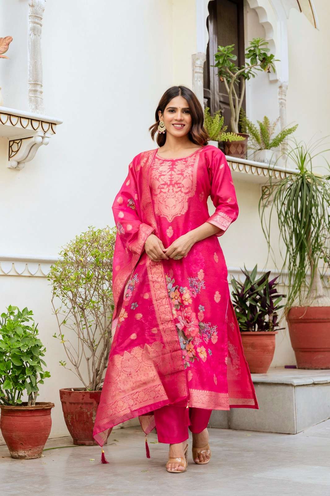 BF-32 BY ASLIWHOLESLAE DESIGNER PURE CHANDERI COTTON EMBROIDERY DRESSES-00097