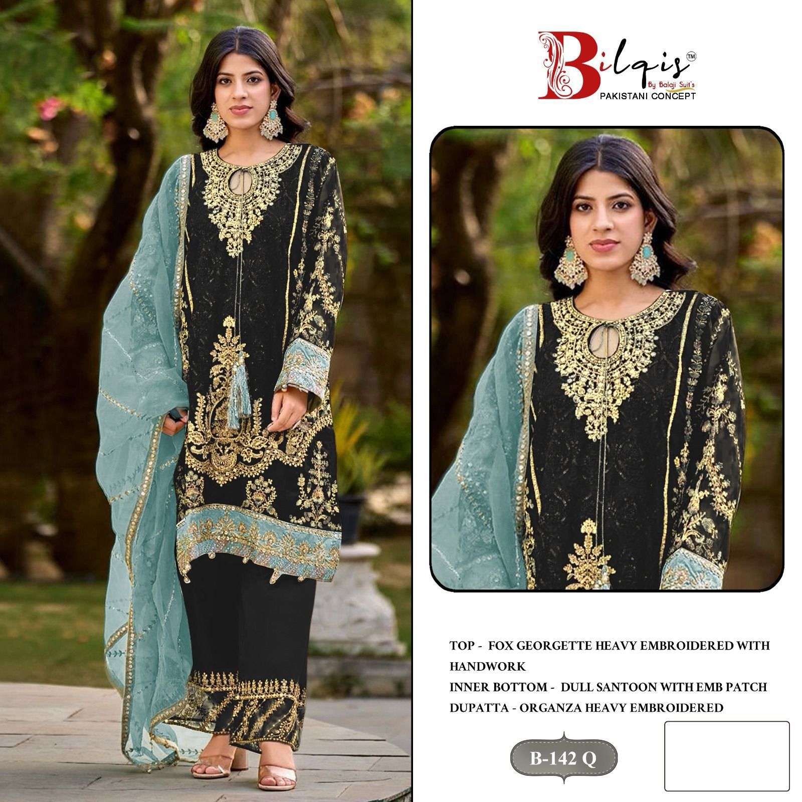 BILQIS B-142 Q TO T SERIES PURE FAUX GEORGETTE EMBROIDERY PAKISTANI DRESSES-00011