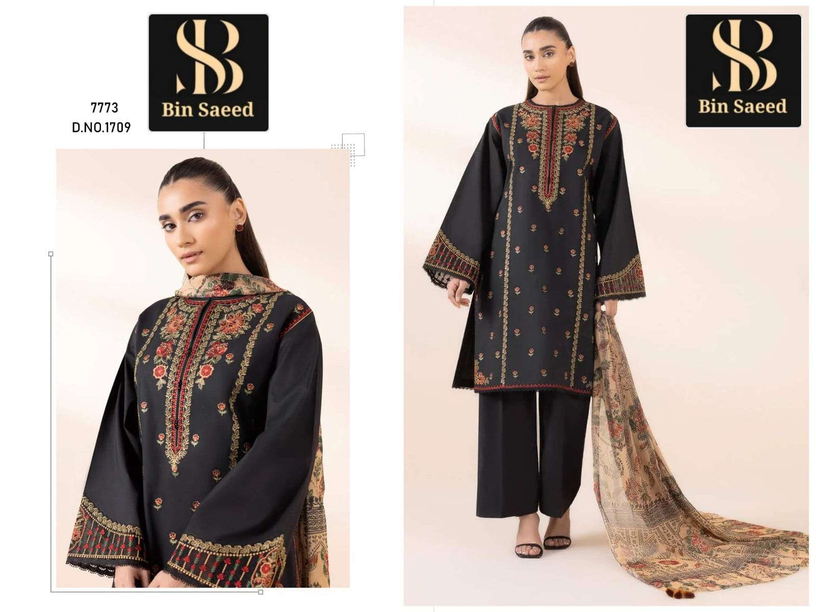 BIN SAEED 1709 BY ASLIWHOLESALE DESIGNER PURE RAYON EMBROIDERY DRESSES-00272