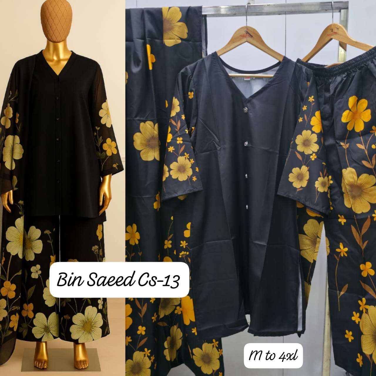 BIN SAEED CO-ORD SET VOL-13 BY ASLIWHOLESALE DESIGNER PURE SATIN PRINTED DRESSES-00272