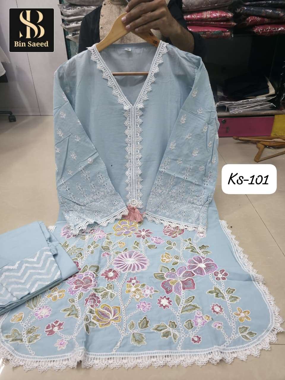 BIN SAEED KS-101  PURE COTTON EMBROIDERY DRESSES-00272