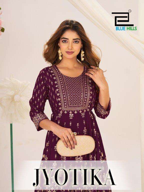 BLUE HILLS JYOTIKA 1001 TO 1004 SERIES PURE RAYON PRINTED KURTIS-00099