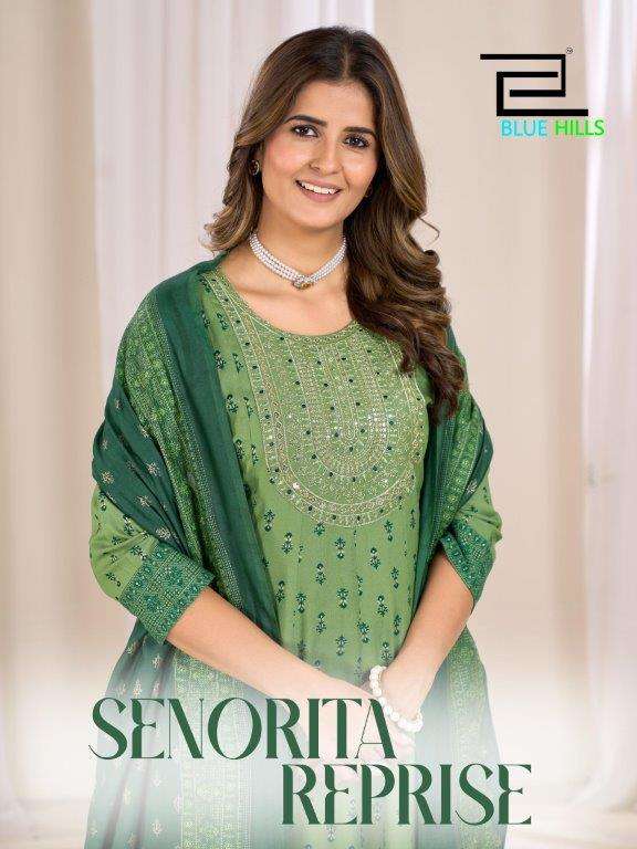 BLUE HILLS SENORITA REPRISE 1001 TO 1006 SERIES PURE RAYON PRINTED DRESSES-00099